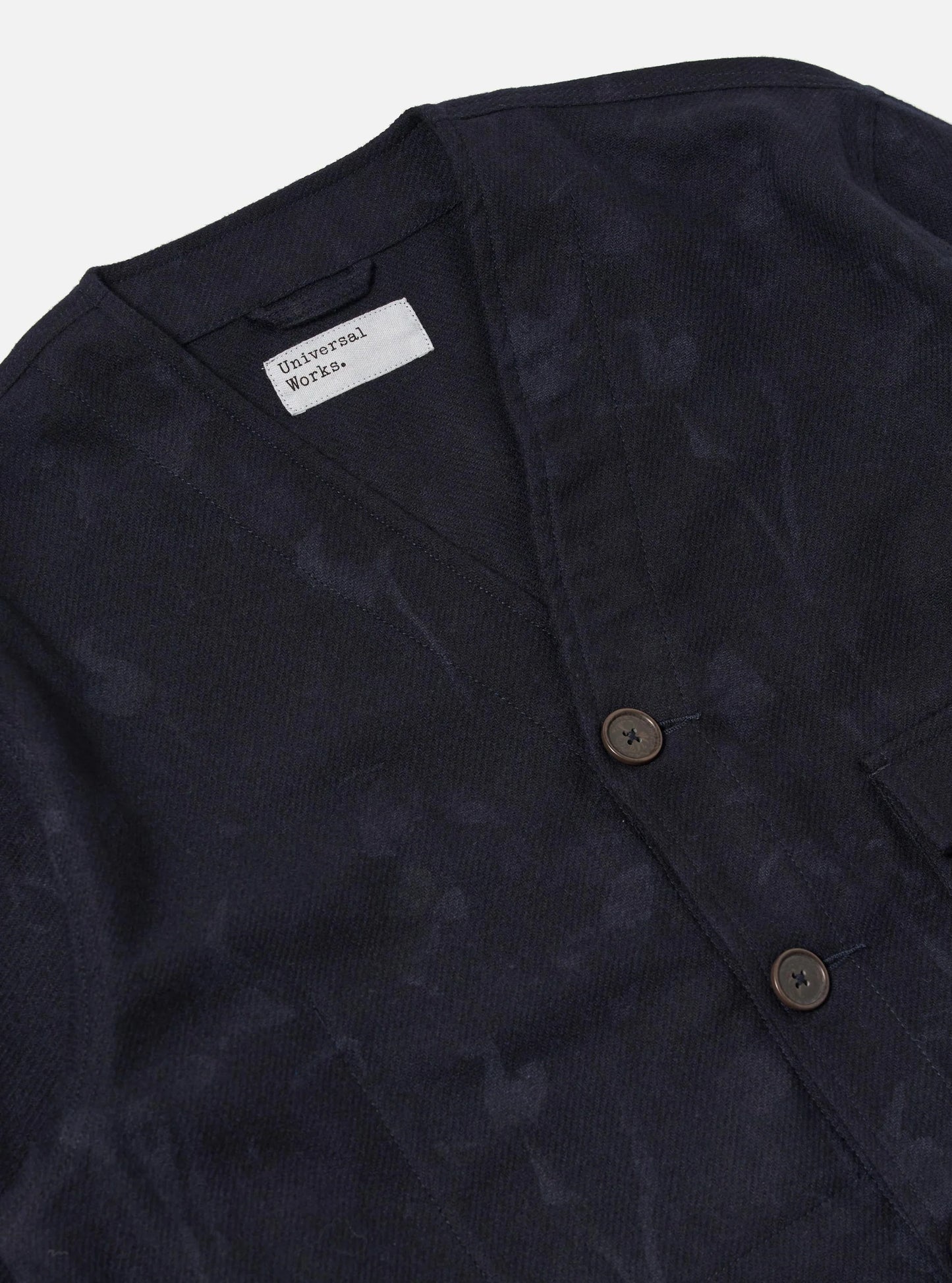 Universal Works Navy Flower Print Flannel Cabin Jacket