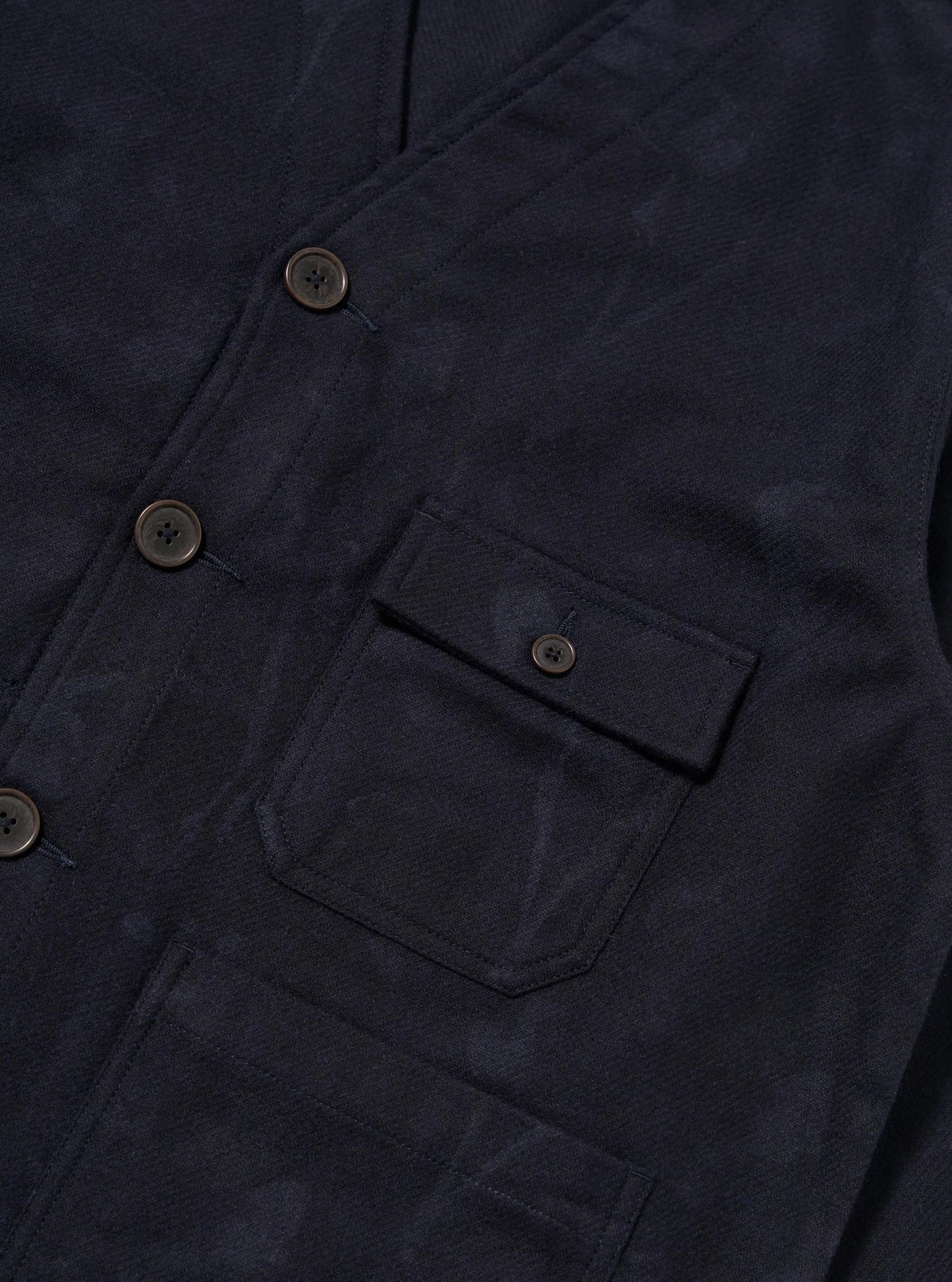 Universal Works Navy Flower Print Flannel Cabin Jacket