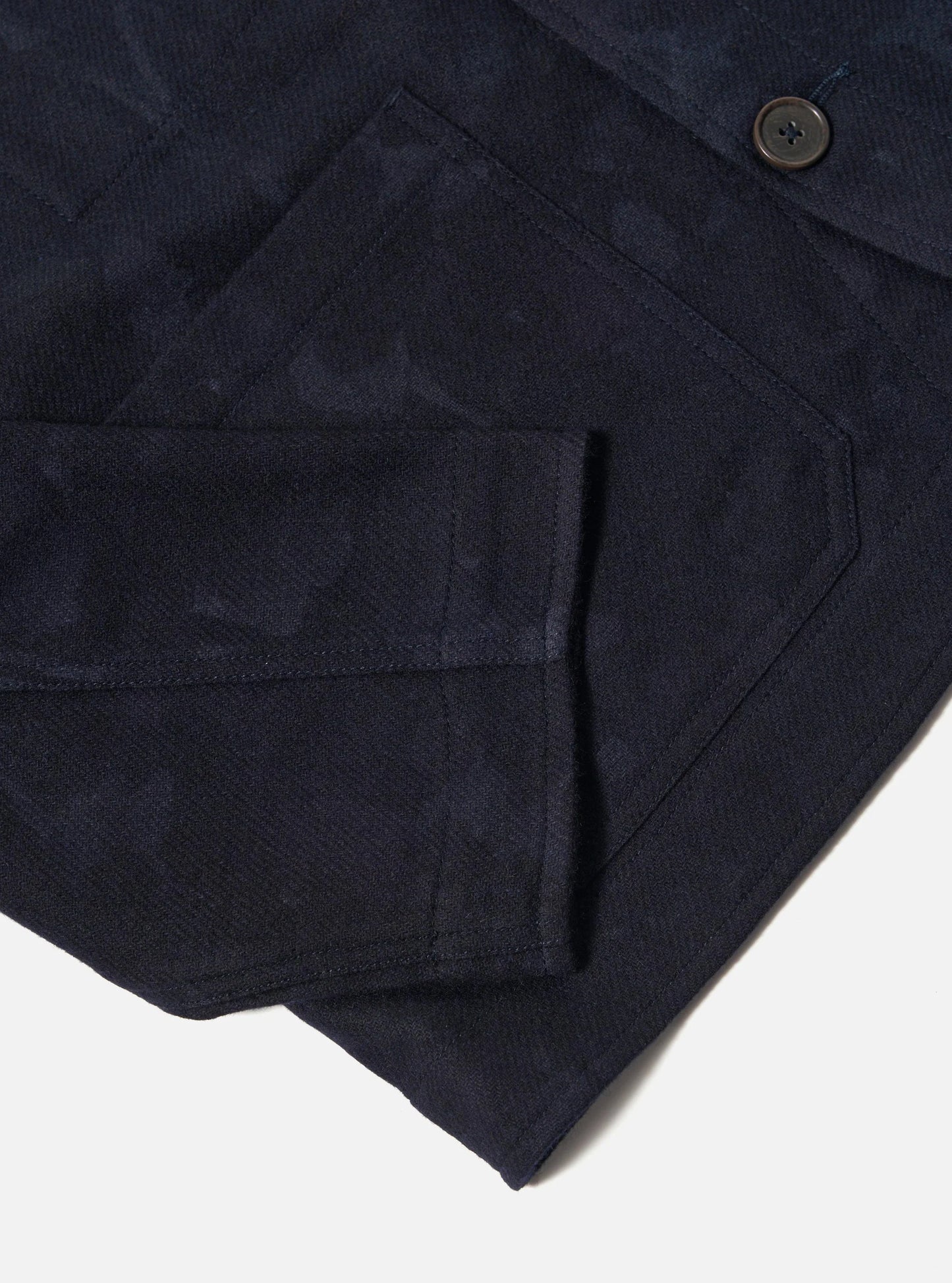Universal Works Navy Flower Print Flannel Cabin Jacket
