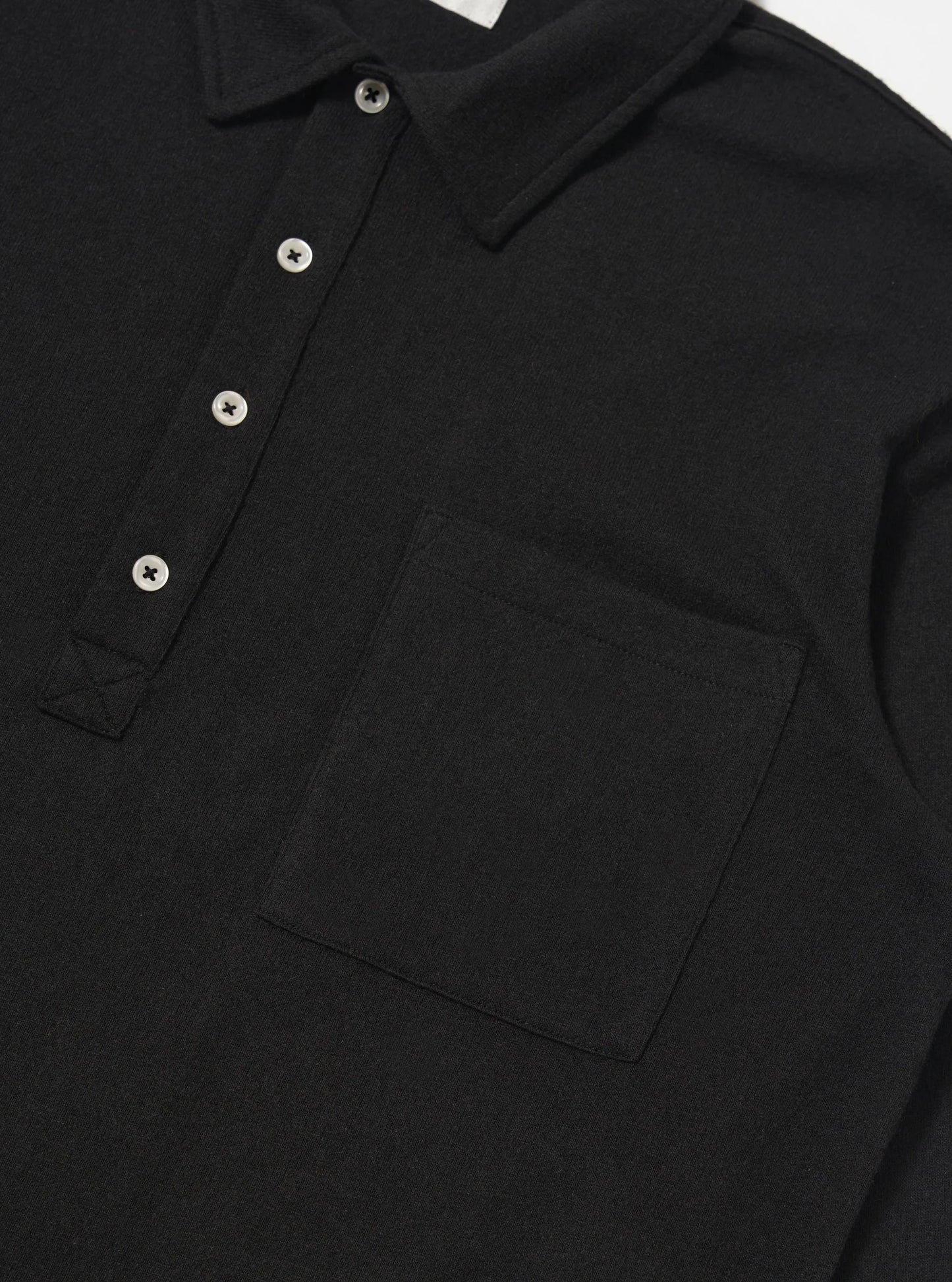 Universal Works Black Recycled Wool Mix Single Jersey Pullover L/S Shirt