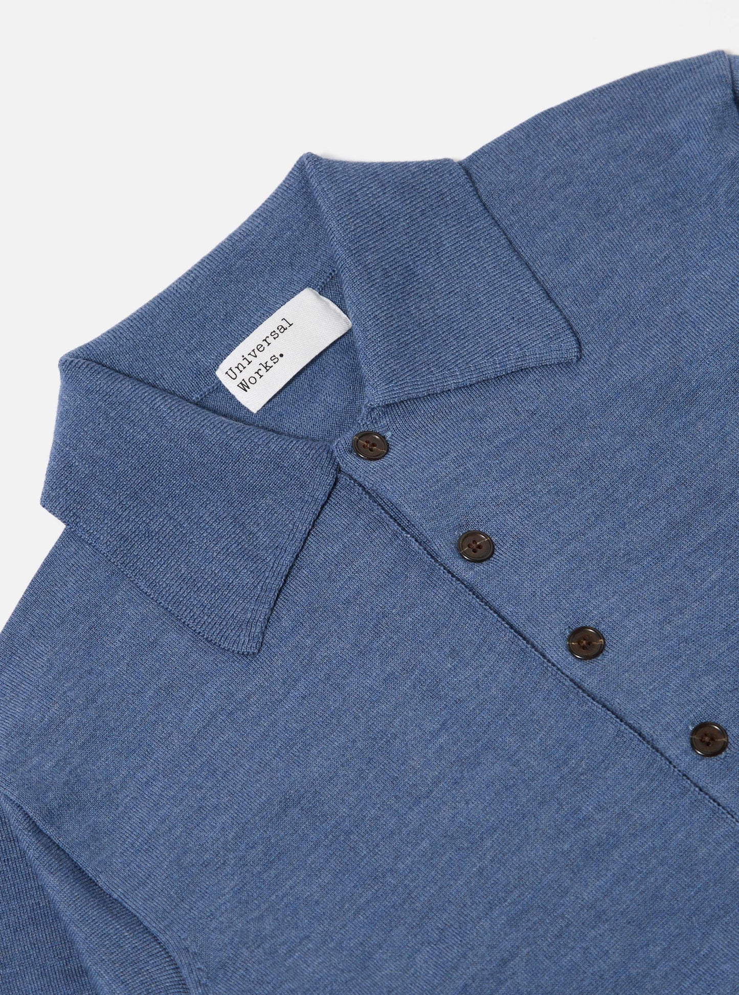 Universal Works Airforce Blue Merino L/S Pullover Knit Shirt