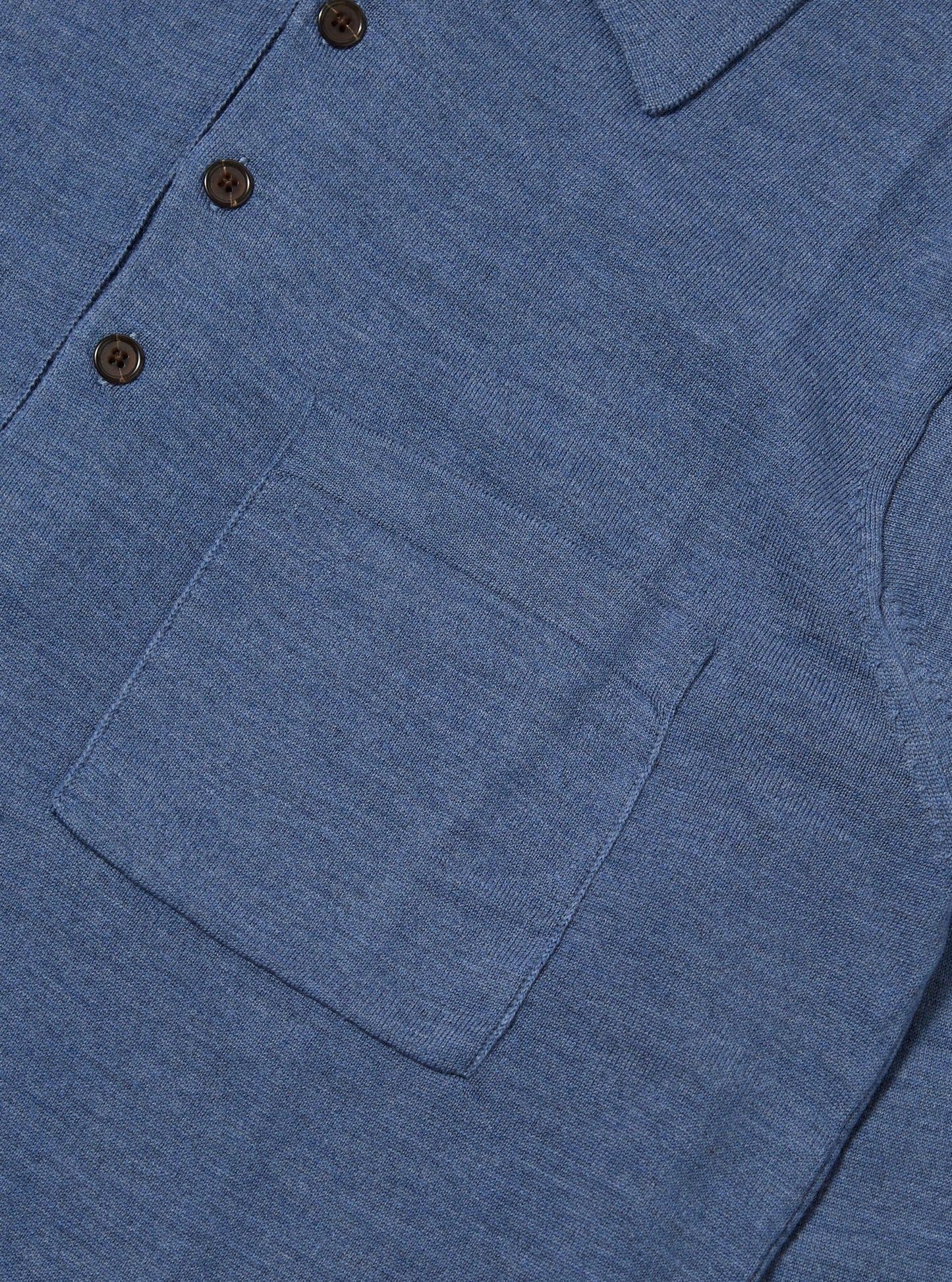 Universal Works Airforce Blue Merino L/S Pullover Knit Shirt