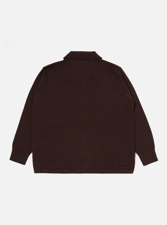 Universal Works Brown Merino L/S Pullover Knit Shirt