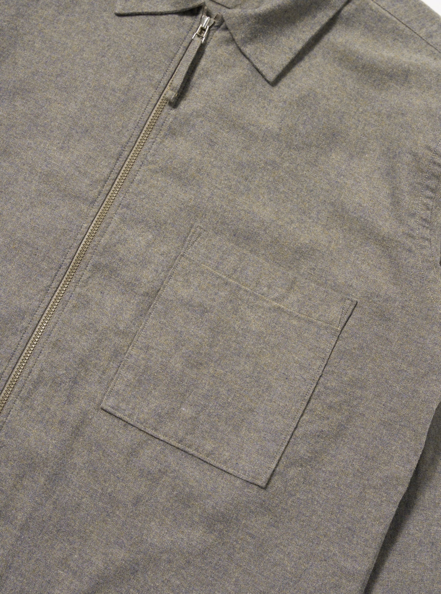 Universal Works Brown Brushed Flannel Zip Shirt