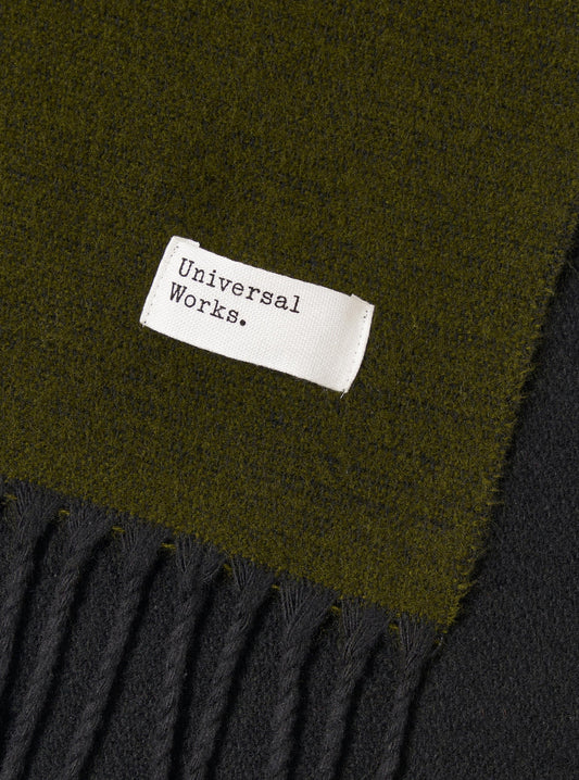 Universal Works Green/Black Double Sided Scarf