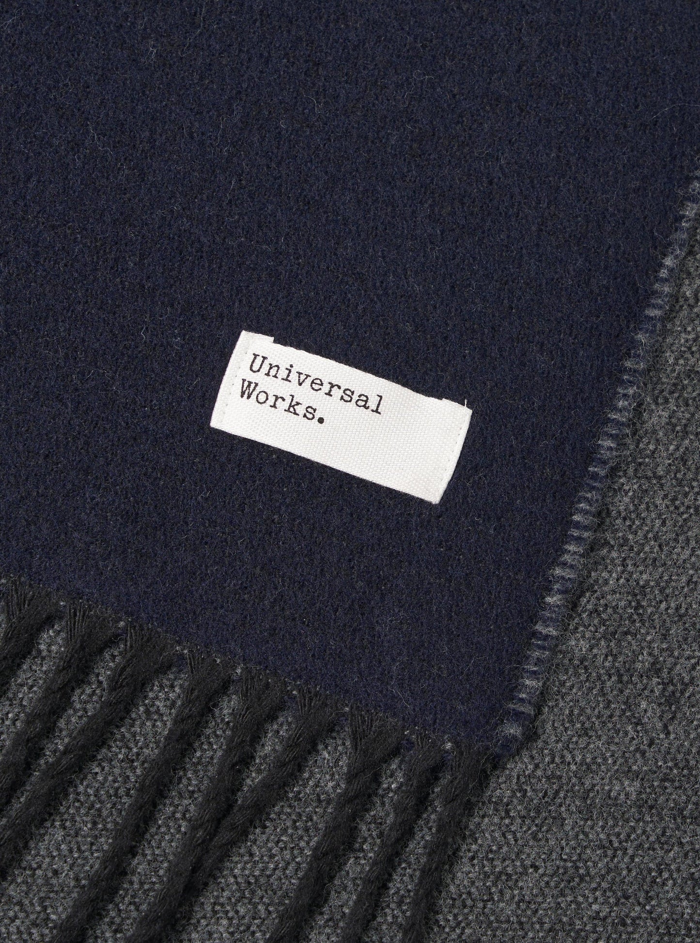 Universal Works Navy/Mid Grey Double Sided Scarf
