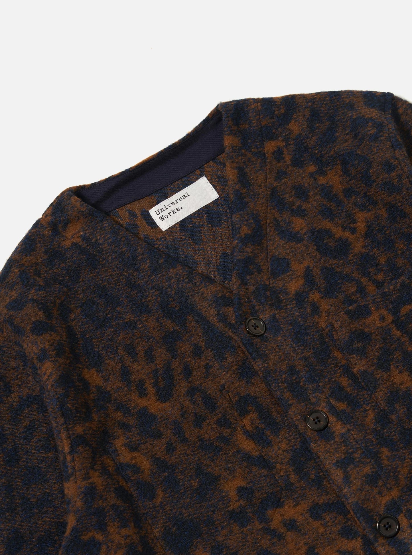 Universal Works Dark Navy/Brown Night Leopard Cardigan