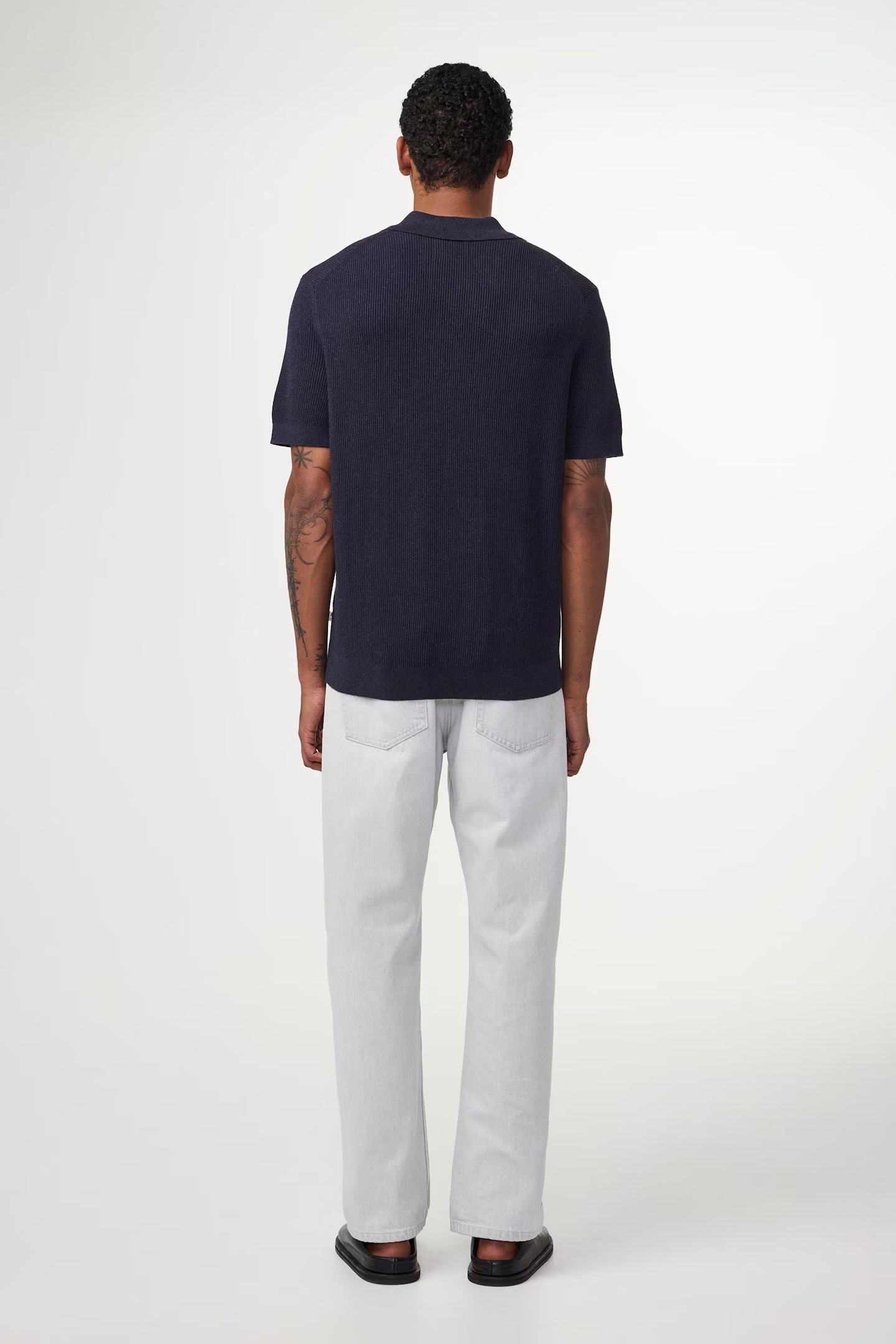 NN07 Navy Hansie Ribbed Half Zip Polo