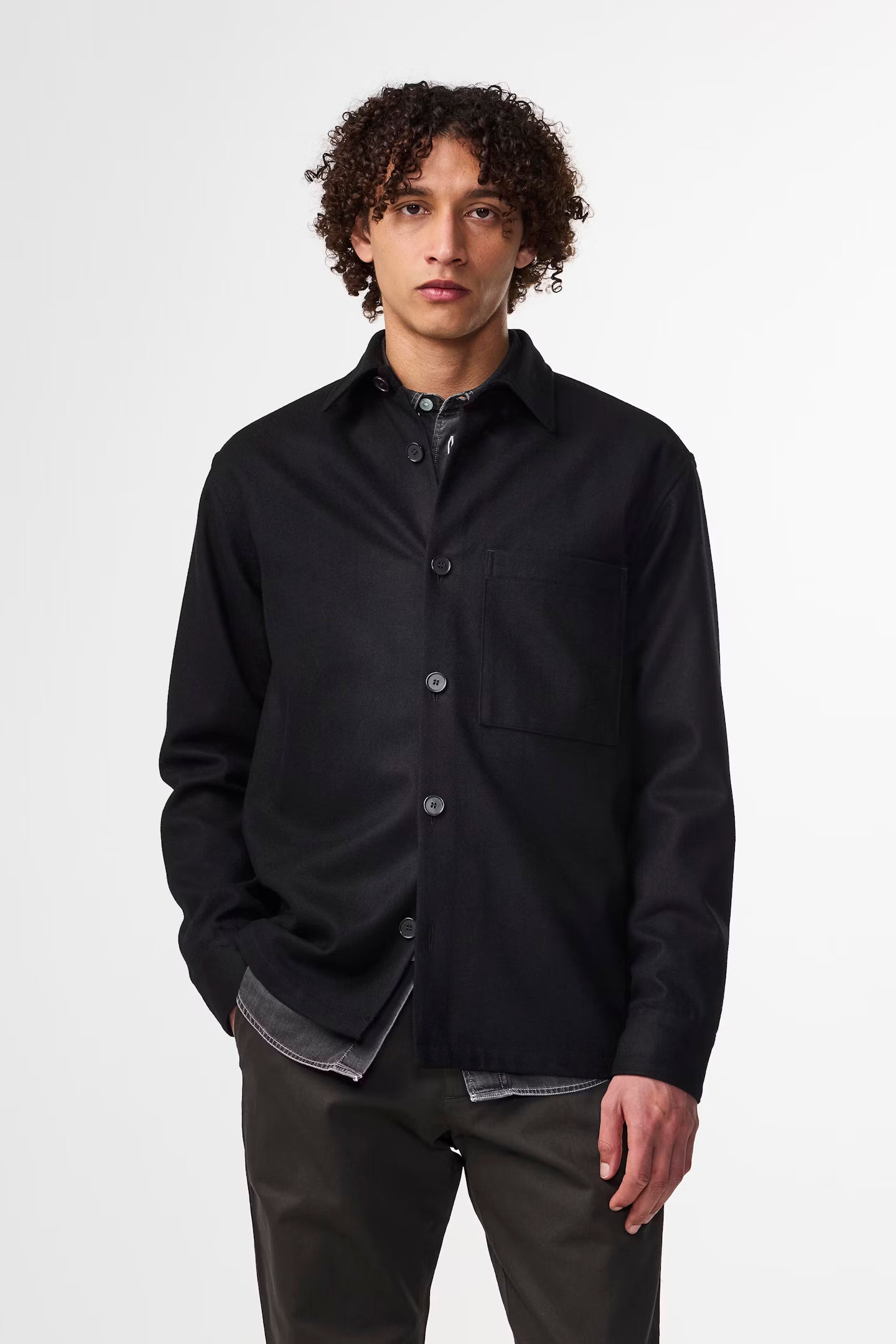 NN.07 Black Freddy Wool Blend Hybrid Overshirt