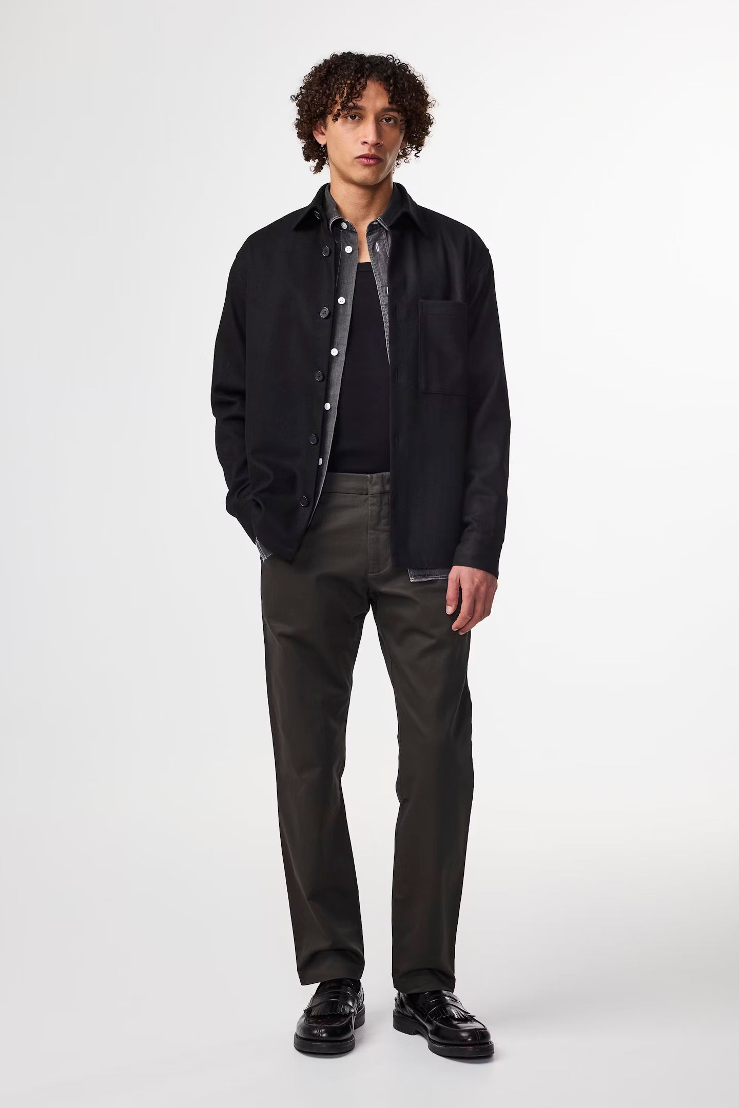 NN.07 Black Freddy Wool Blend Hybrid Overshirt
