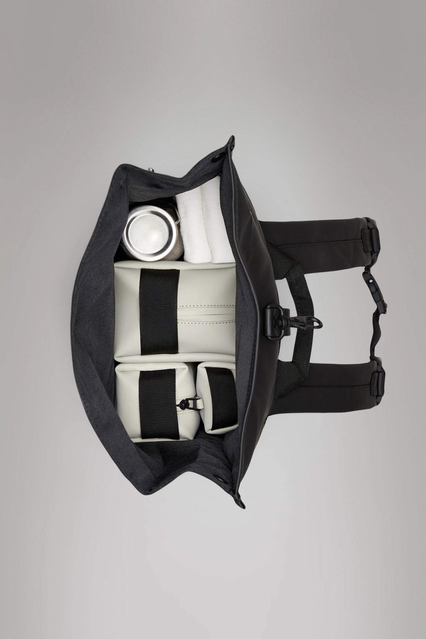 RAINS Black Rolltop Rucksack