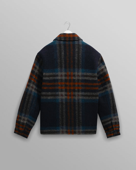 Wax London Navy/Multi Wool Check Heath Jacket