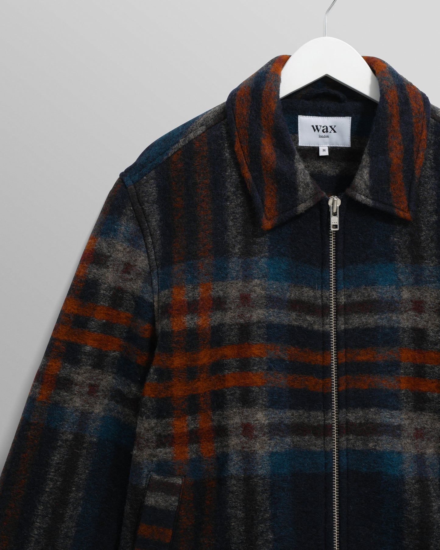 Wax London Navy/Multi Wool Check Heath Jacket