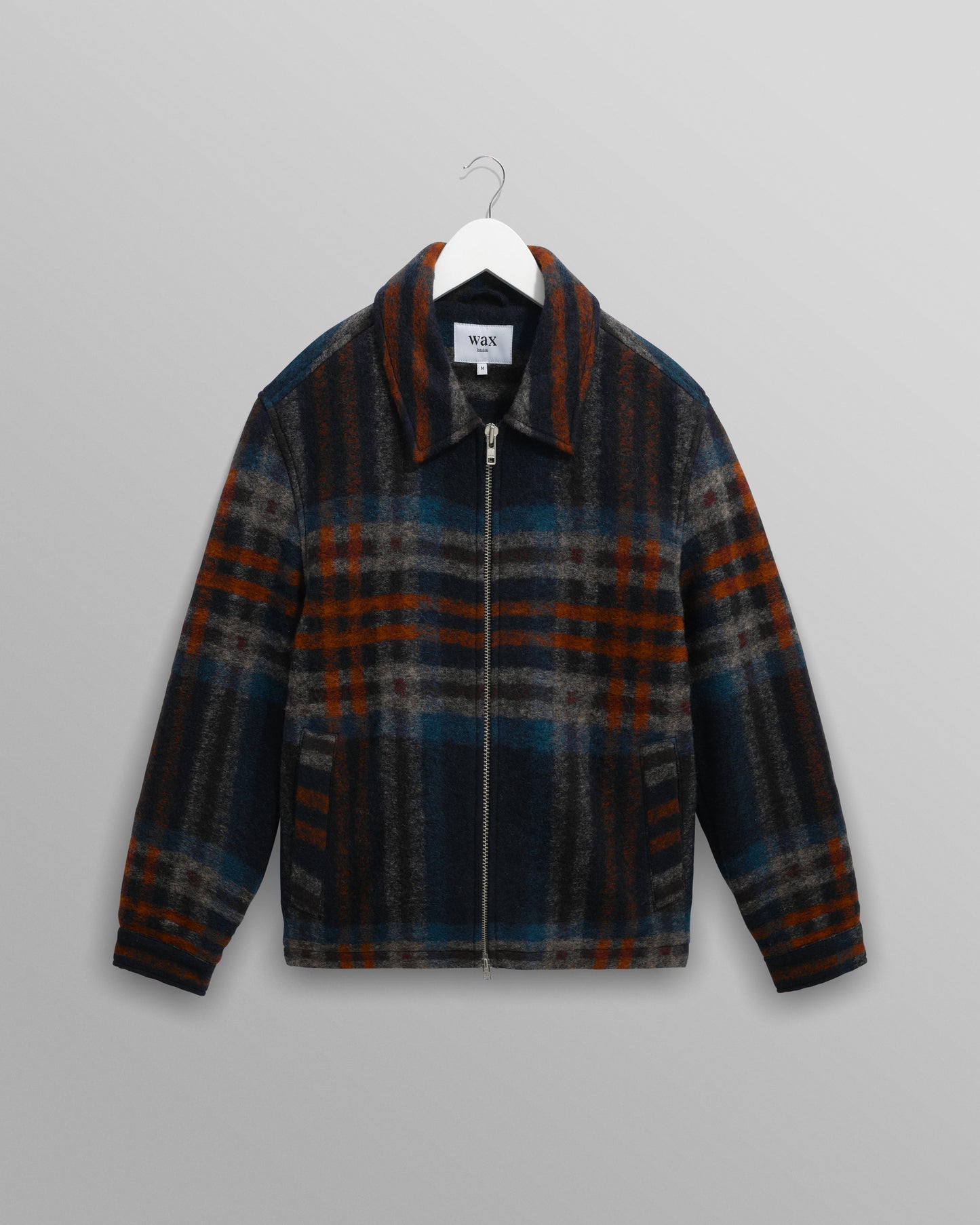 Wax London Navy/Multi Wool Check Heath Jacket