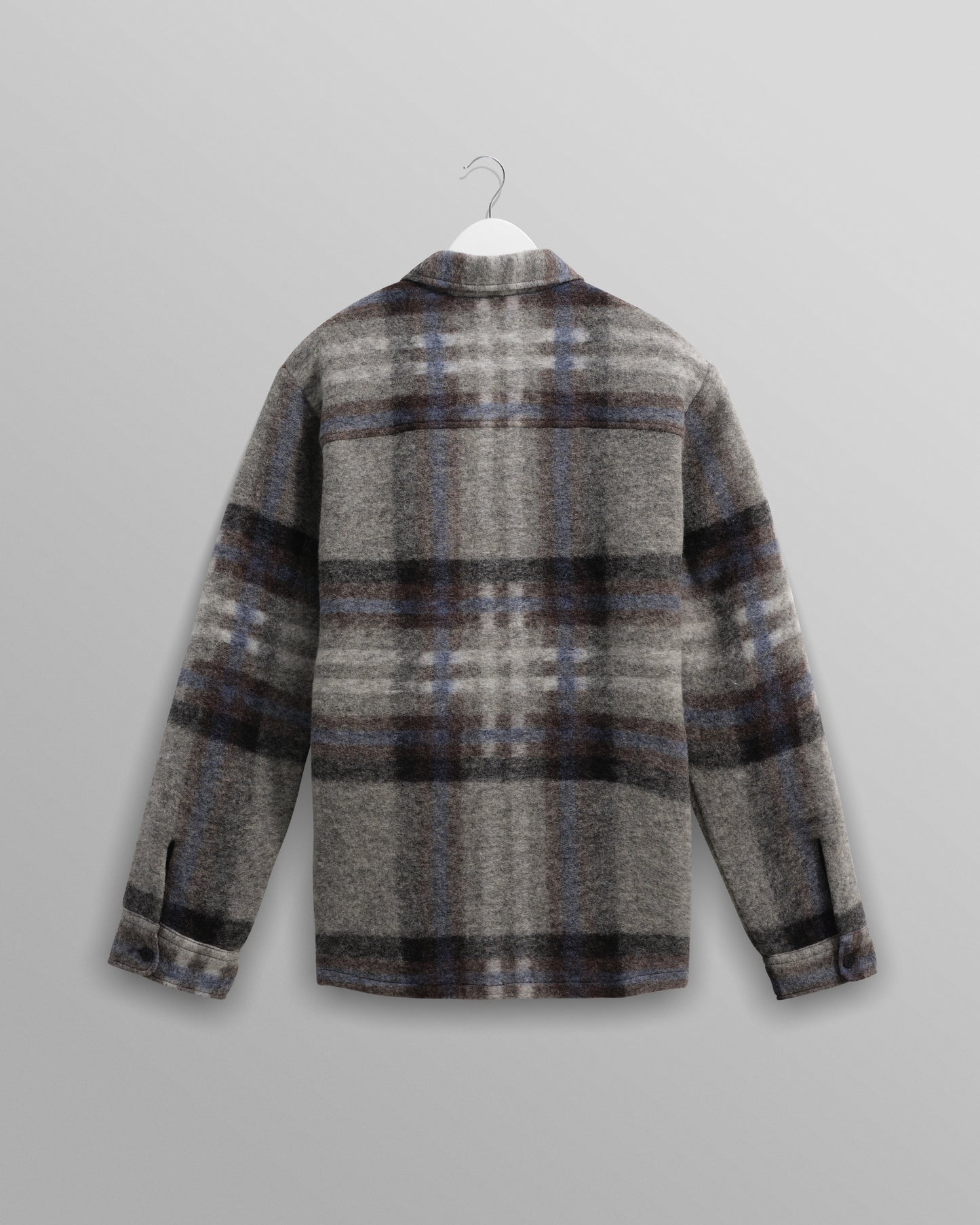 Wax London Grey/Blue Wool Overshirt