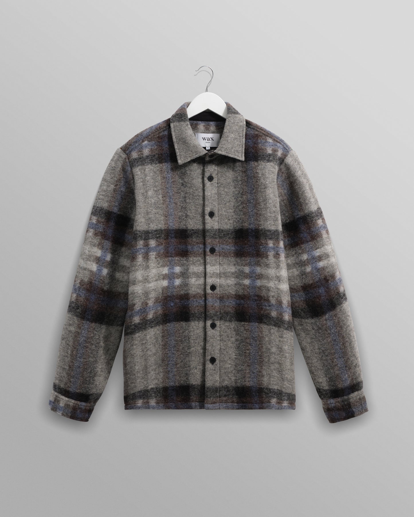 Wax London Grey/Blue Wool Overshirt