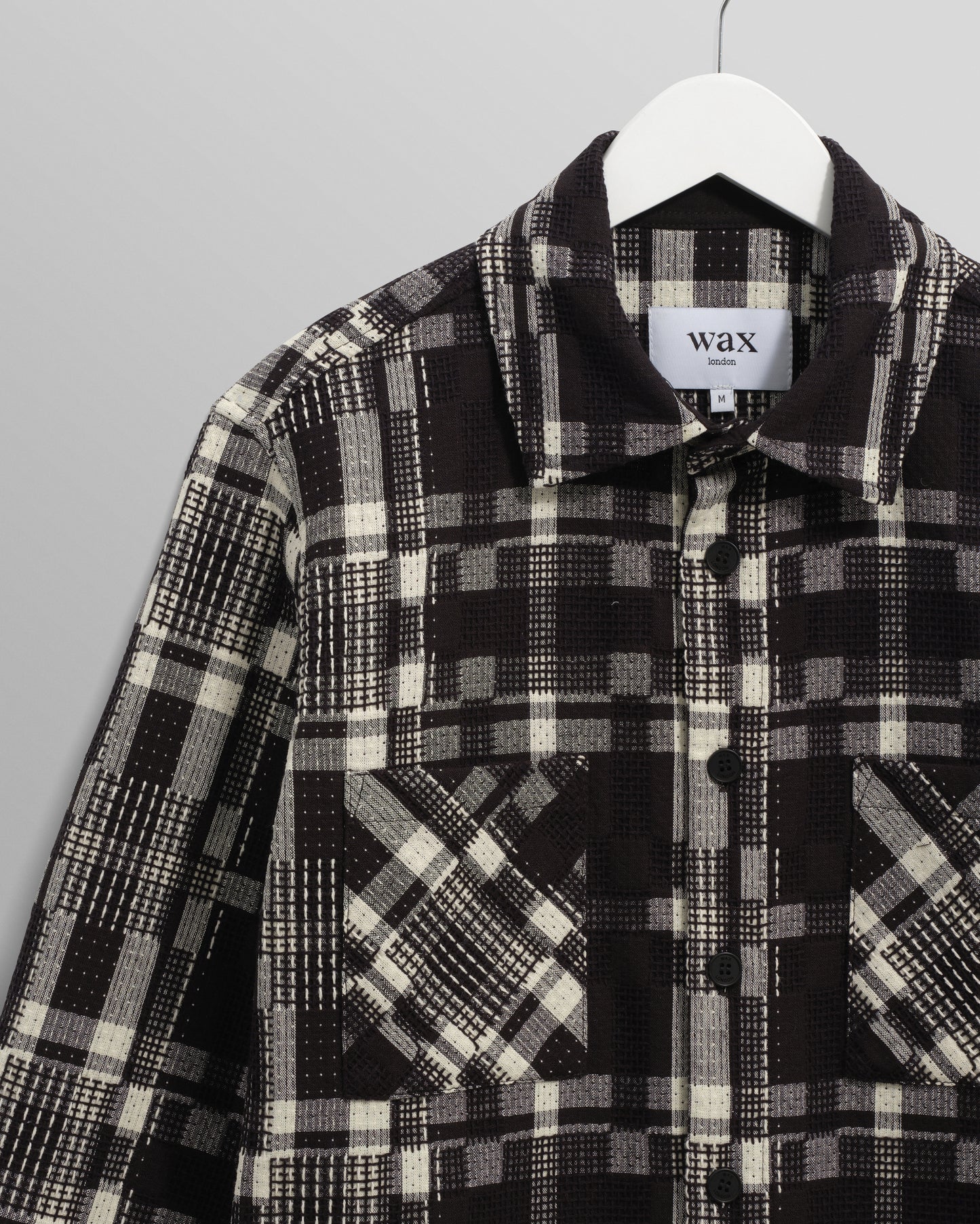 Wax London Black/Ecru Glitch Check Whiting Overshirt