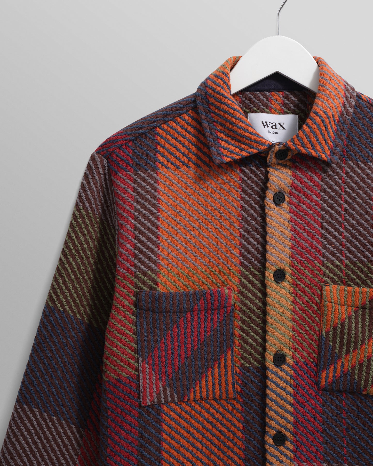 Wax London Tempo Orange Check Whiting Overshirt
