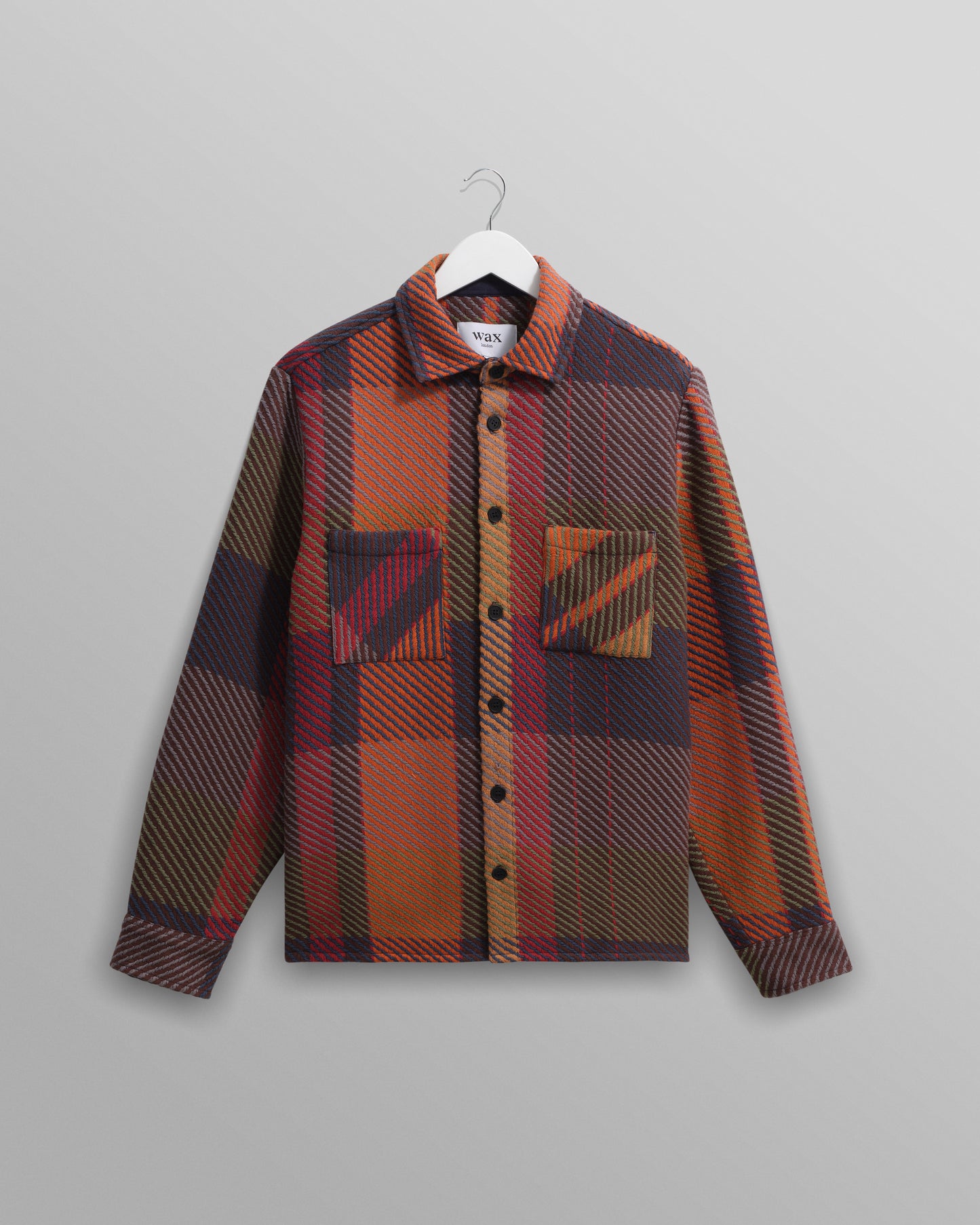 Wax London Tempo Orange Check Whiting Overshirt