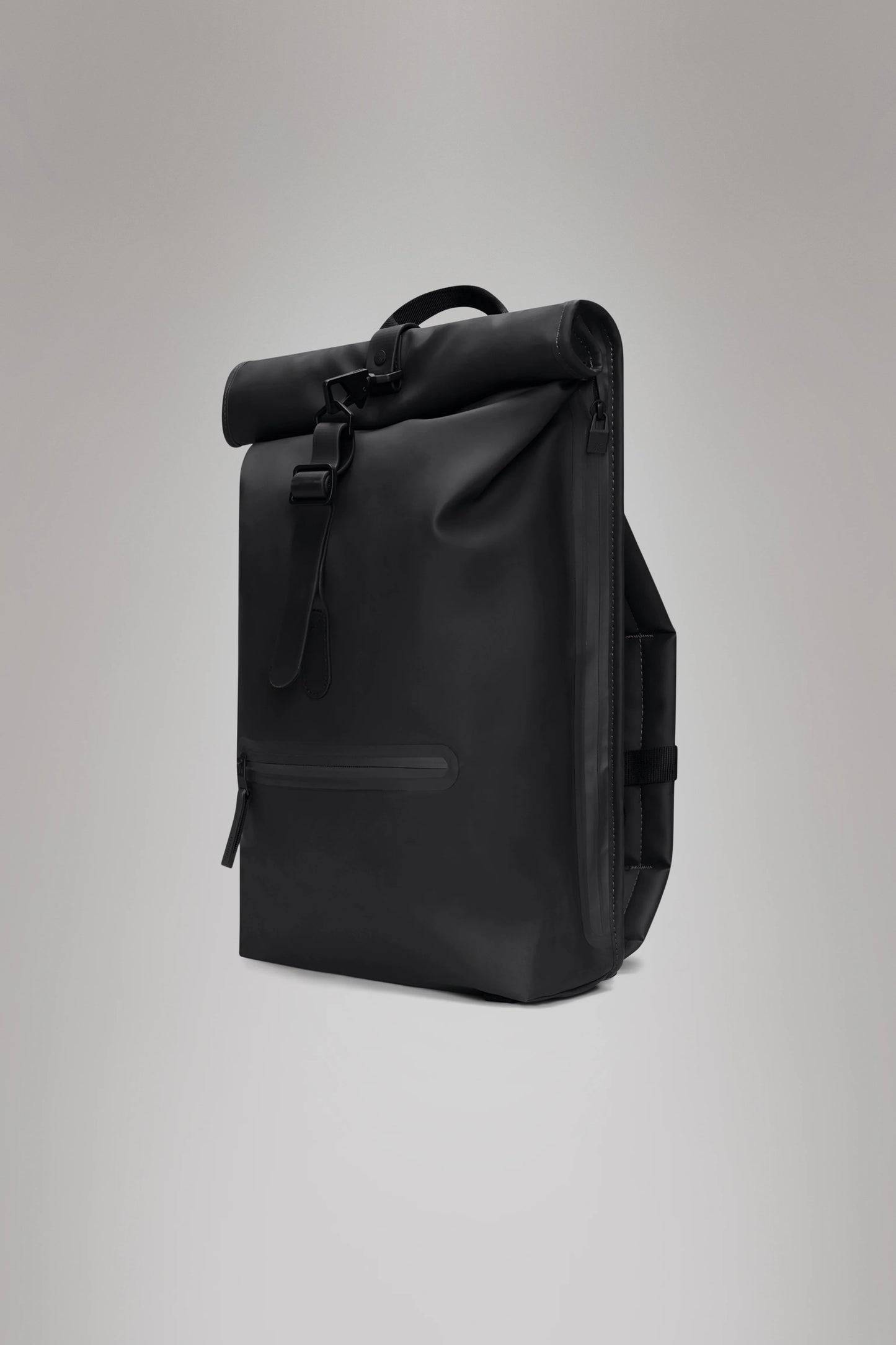 RAINS Black Rolltop Rucksack