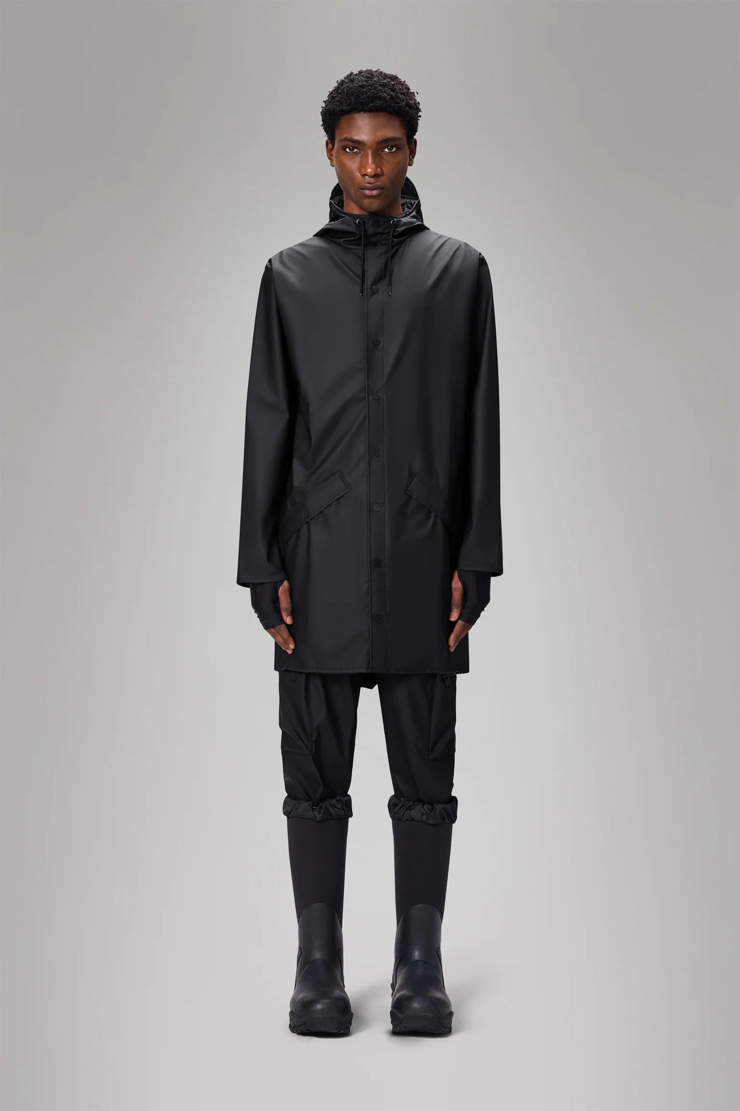 RAINS Black Fishtail Parka