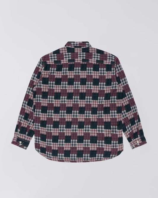 EDWIN Green/Red Random Patchwork Work Shirt