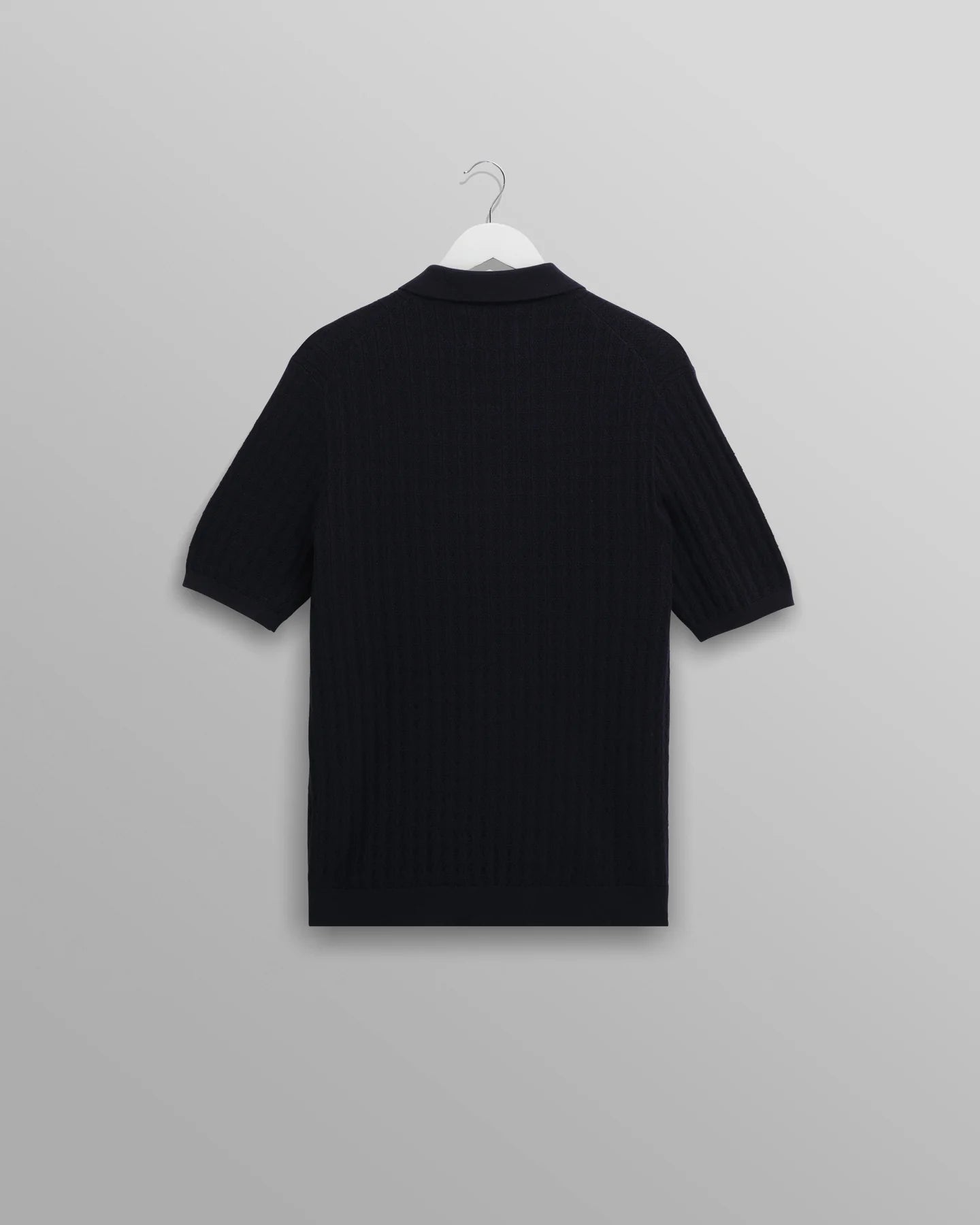 Wax London Navy Diamond Stripe Naples Knitted Polo