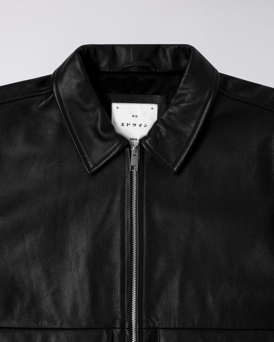 EDWIN Black Leather Dogma Jacket