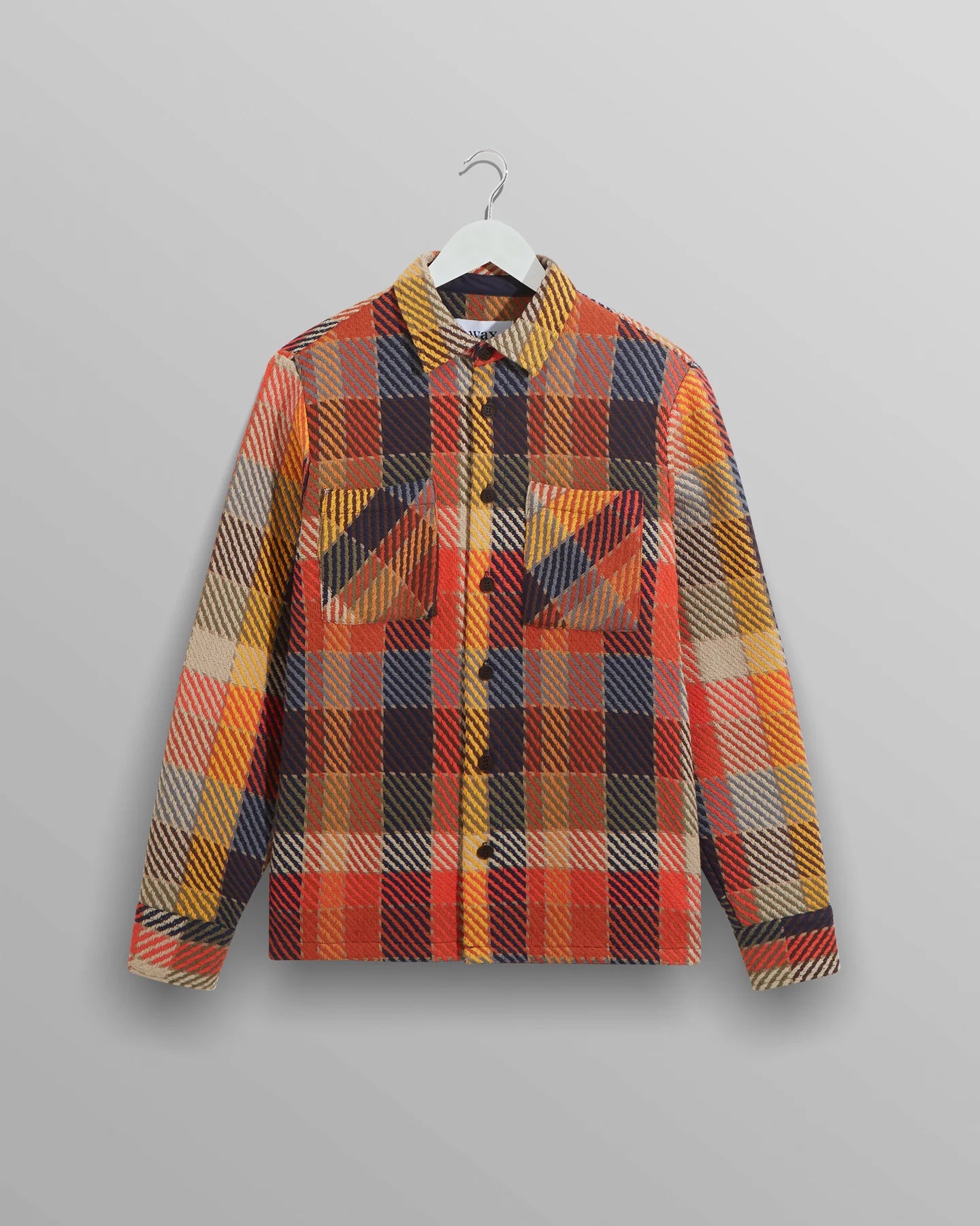 Wax London Orange Pike Check Whiting Overshirt