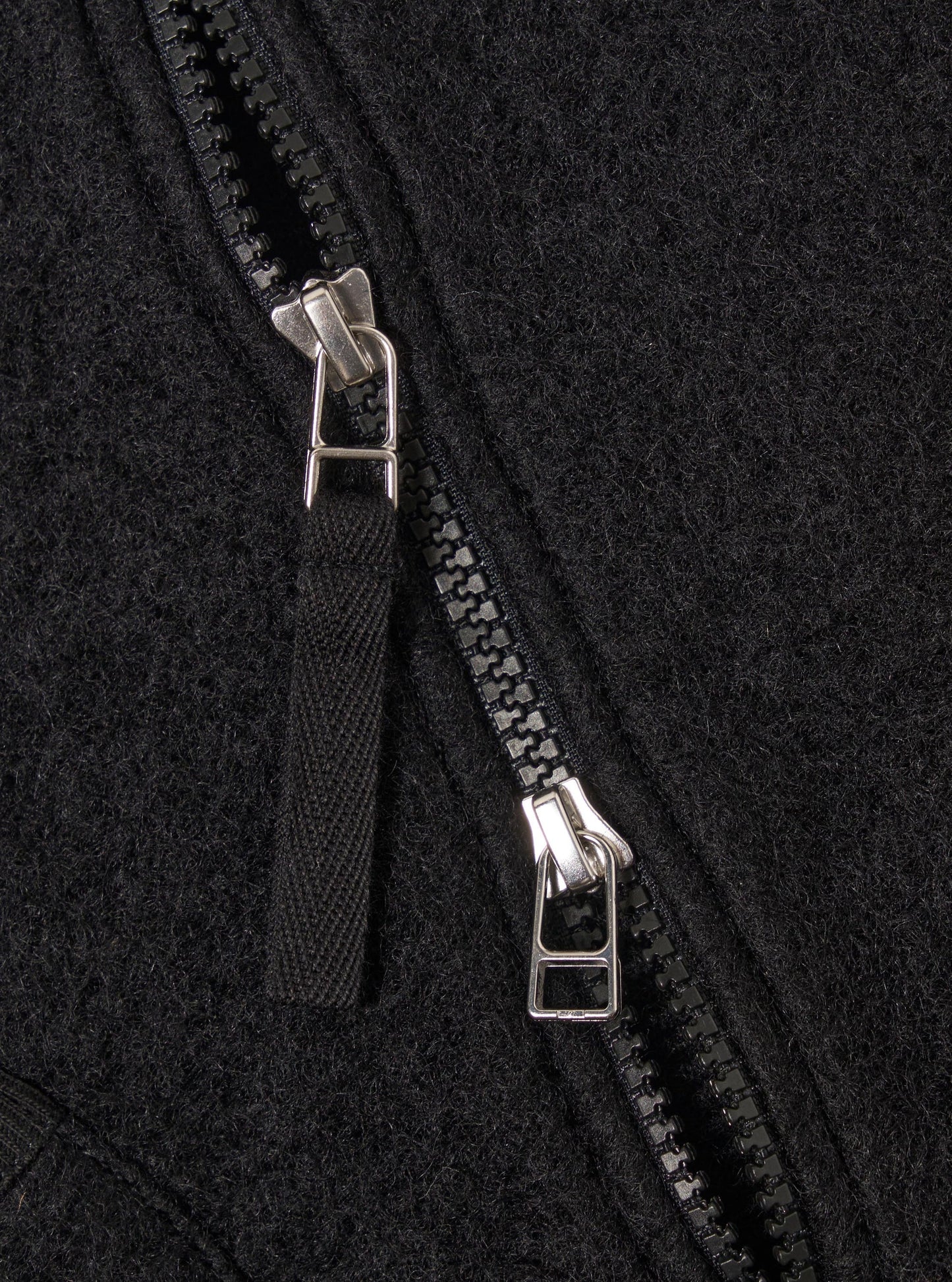 Universal Works Black Wool Fleece Zip Waistcoat