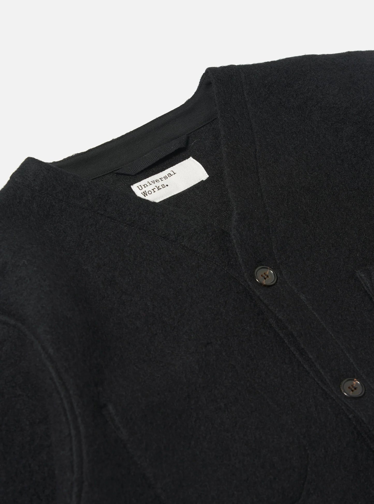 Universal Works Black Wool Fleece Cardigan
