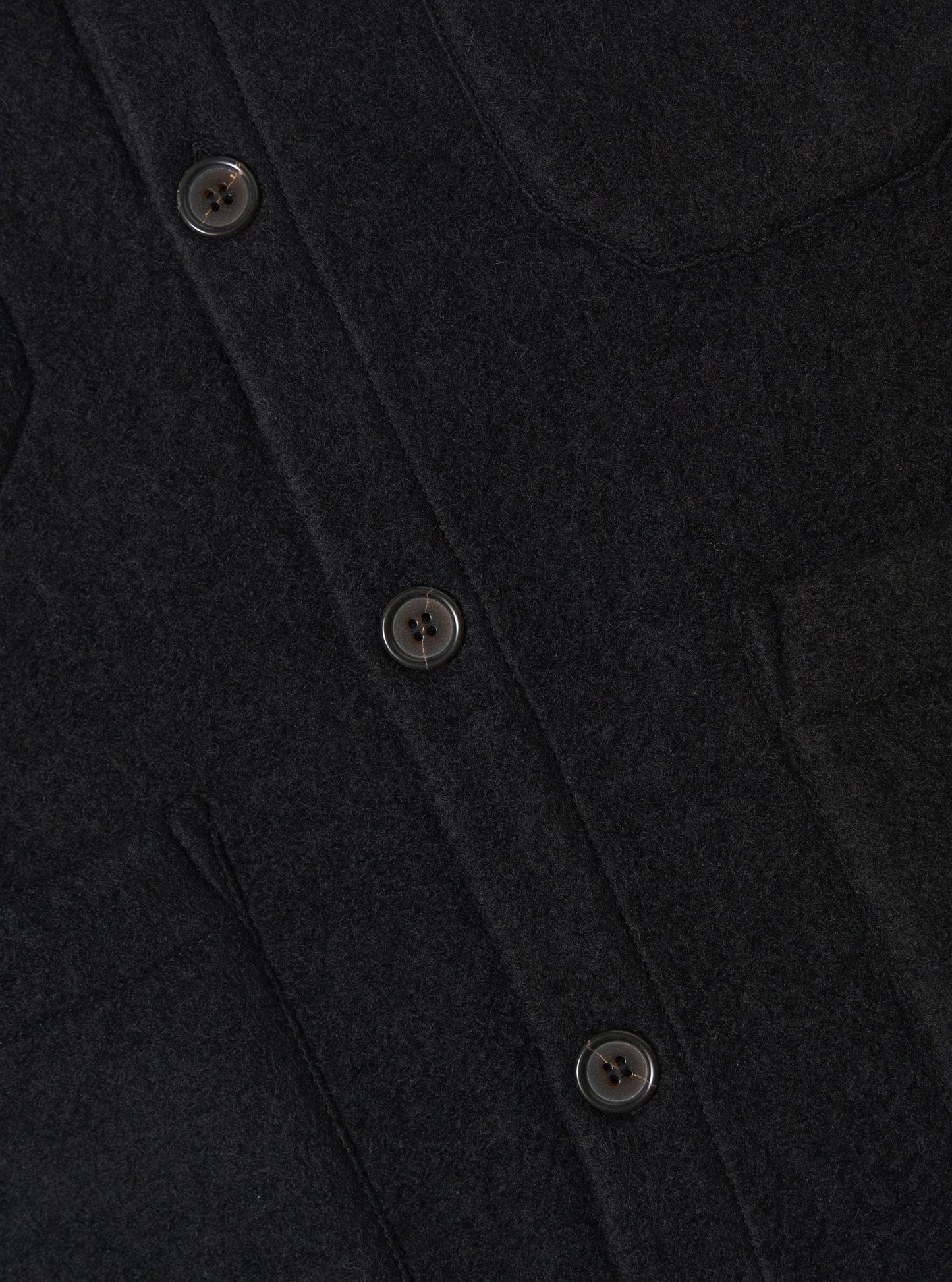 Universal Works Black Wool Fleece Cardigan