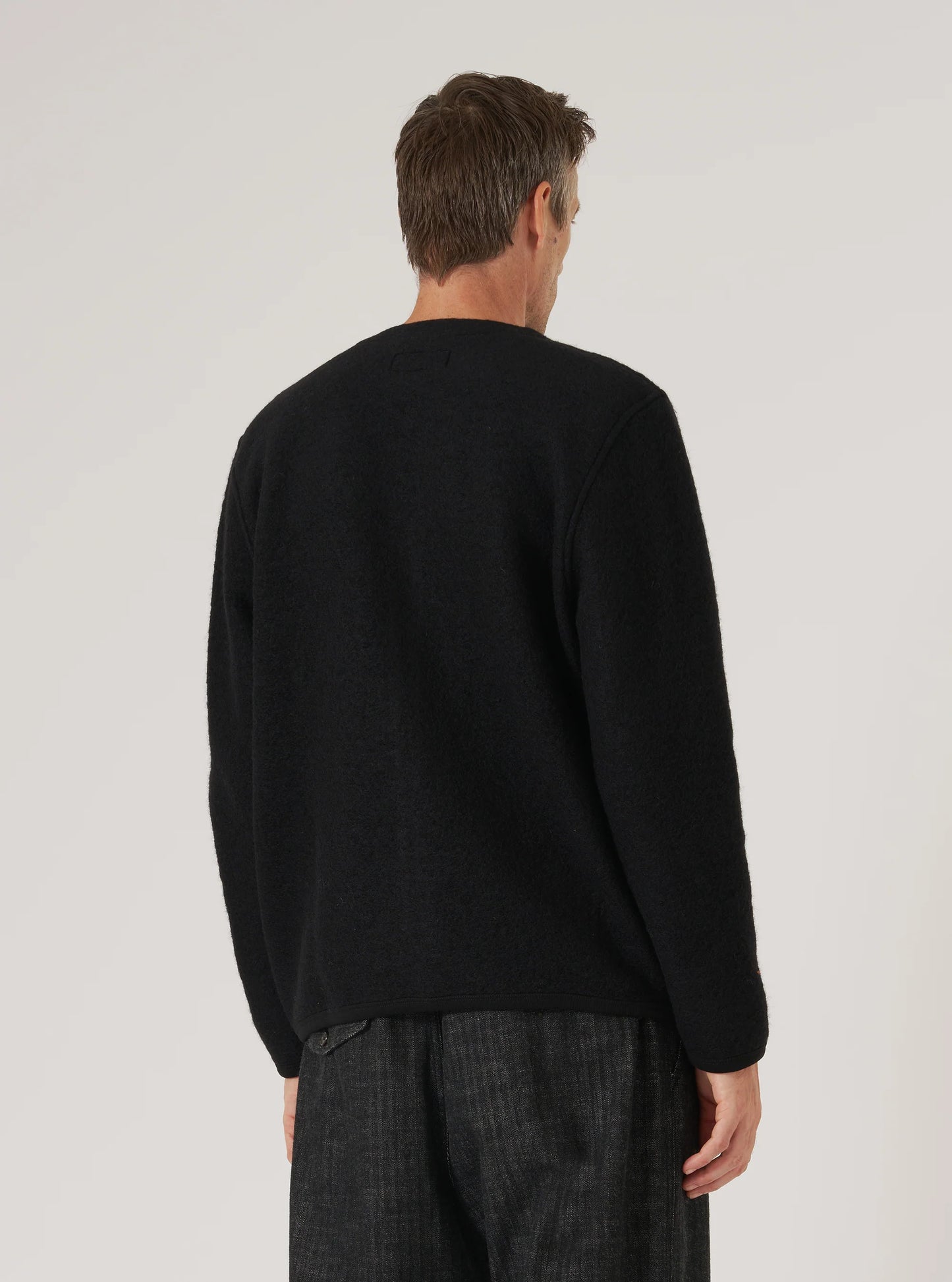 Universal Works Black Wool Fleece Cardigan