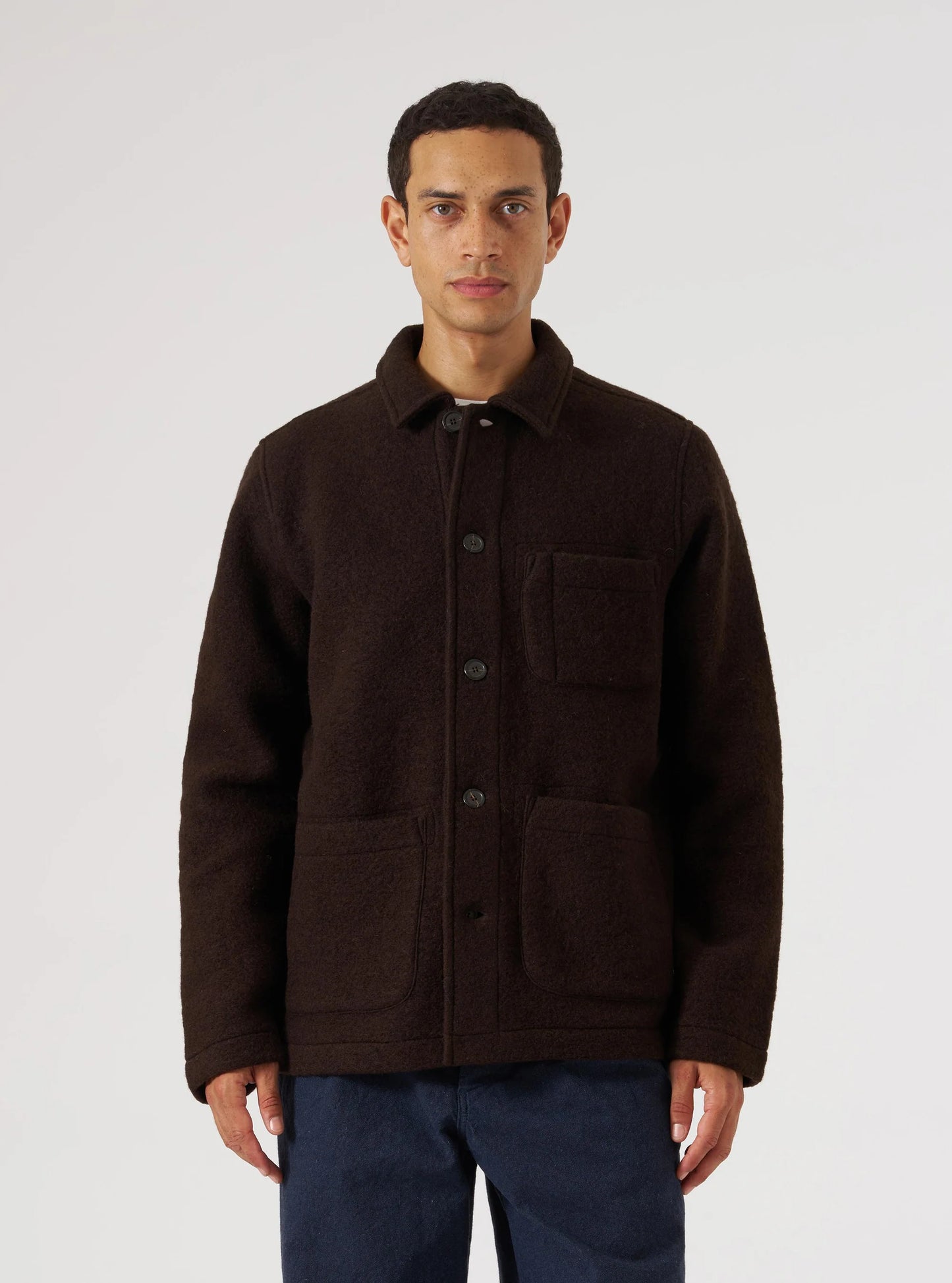 Universal Works Brown Wool Fleece Field Jacket