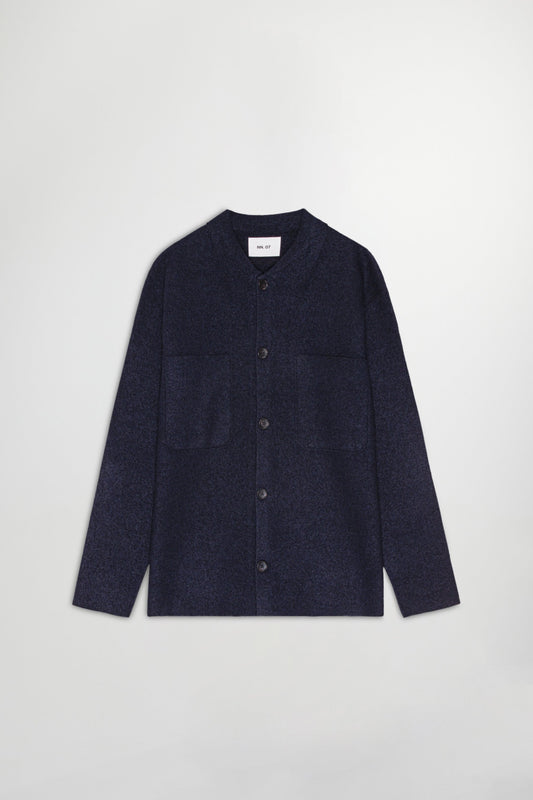 NN.07 Navy Jonas Boiled wool Overshirt