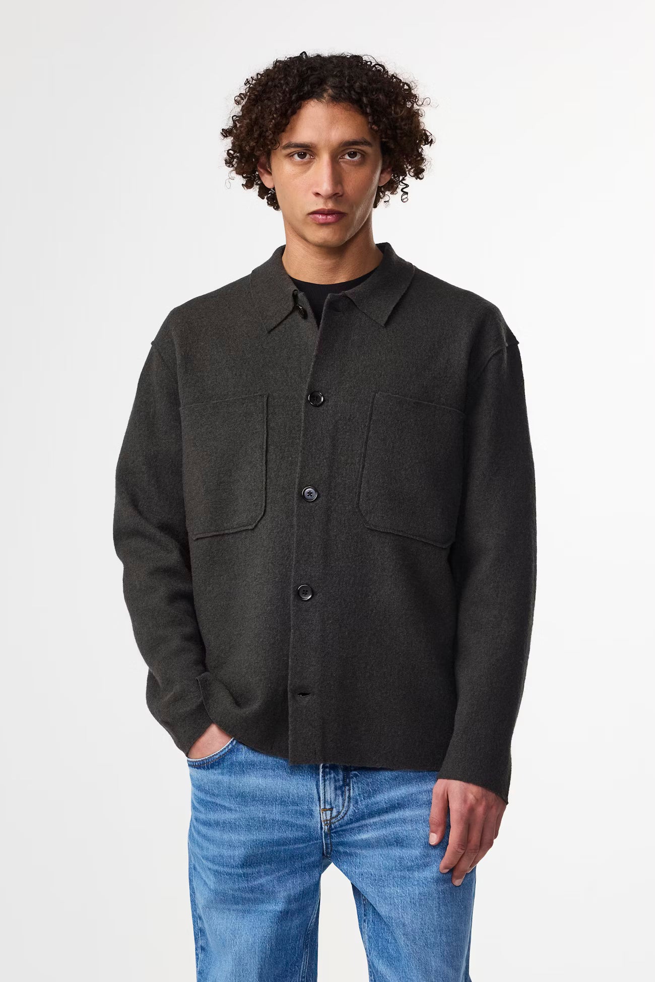 NN.07 Dark Army Jonas Boiled wool Overshirt