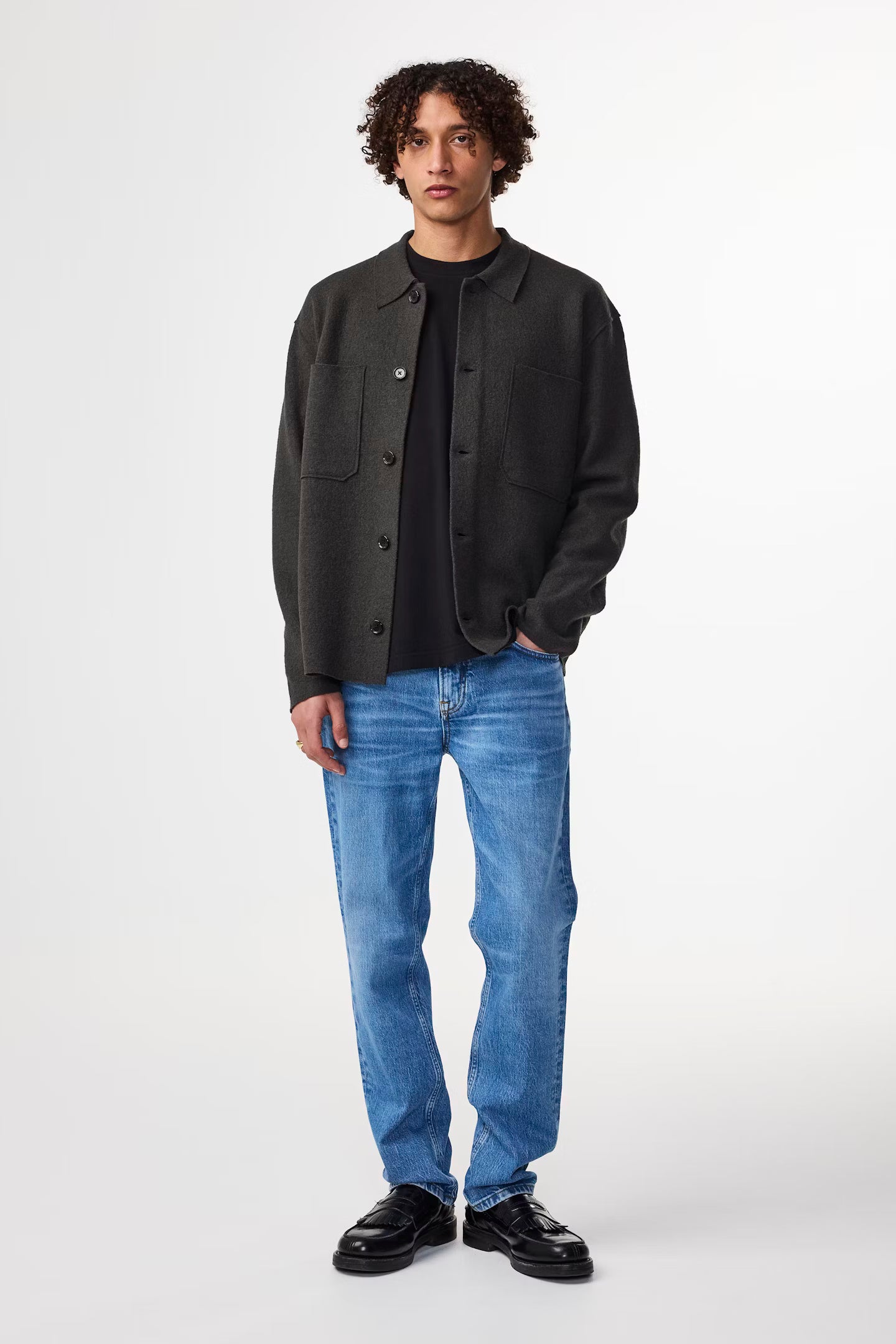 NN.07 Dark Army Jonas Boiled wool Overshirt