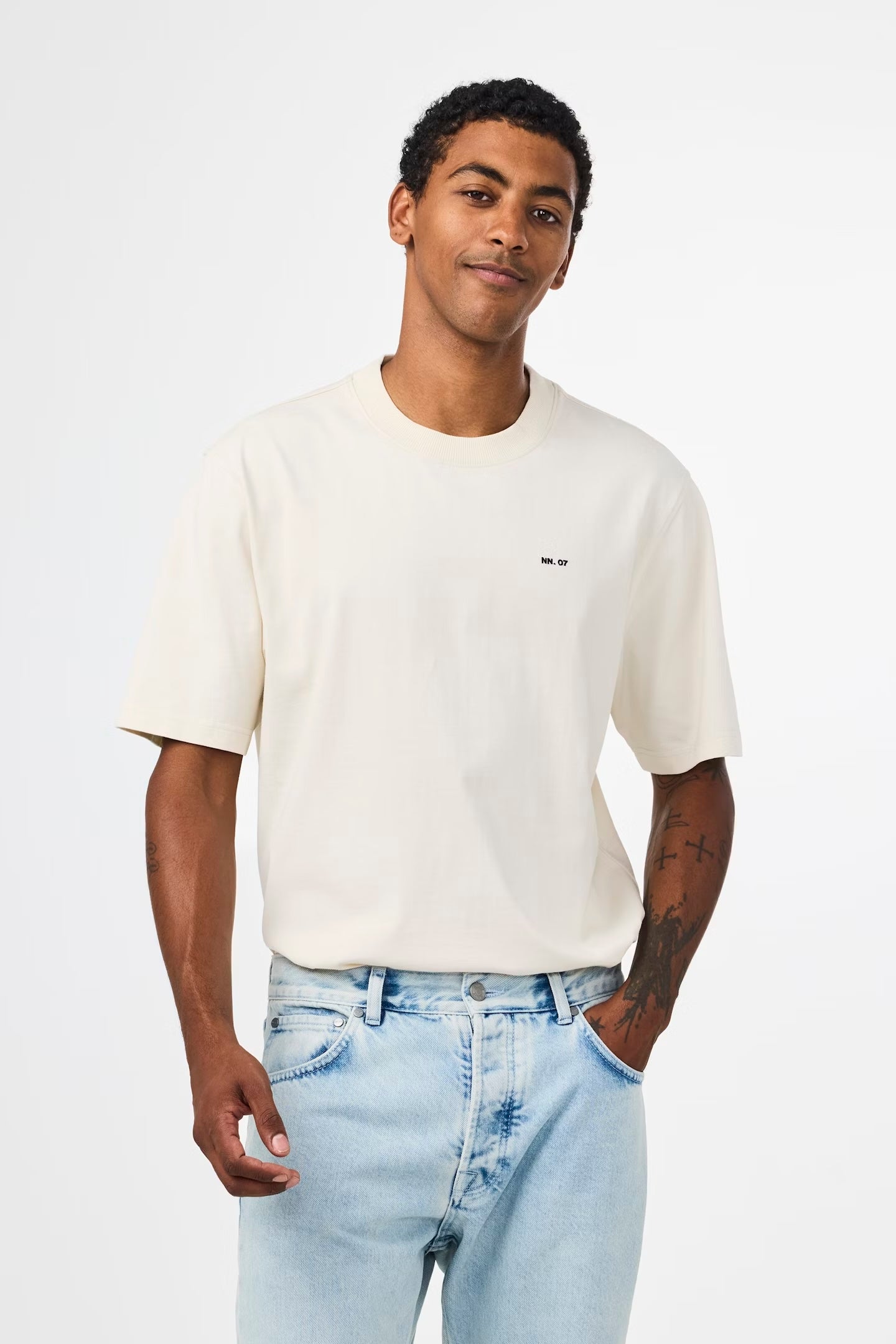NN07 Ivory Adam Casual Logo Pima Tee