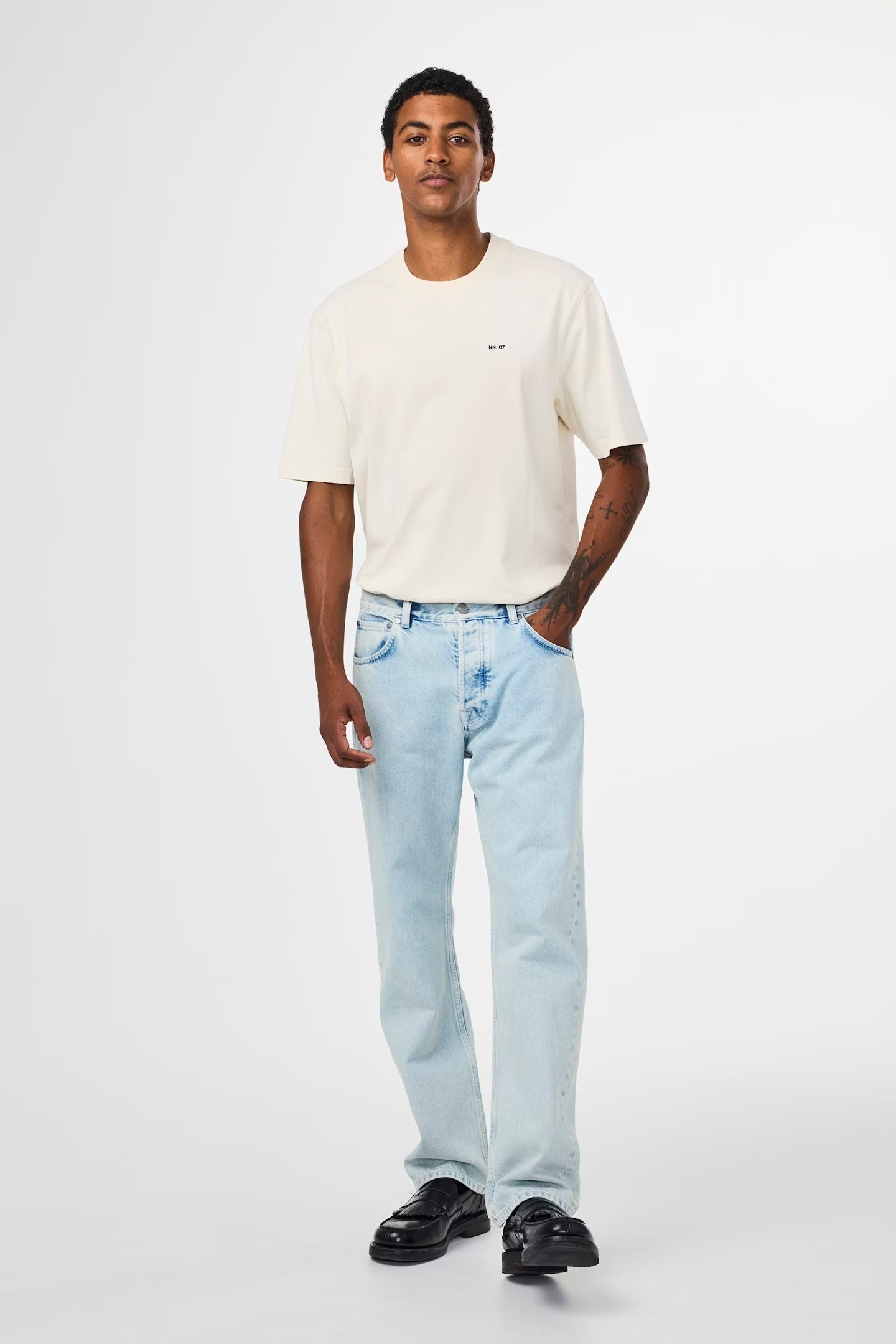 NN07 Ivory Adam Casual Logo Pima Tee