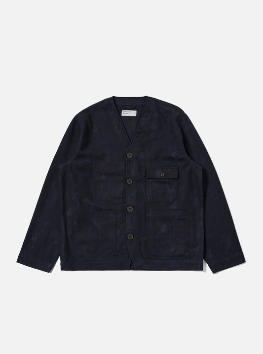 Universal Works Navy Flower Print Flannel Cabin Jacket
