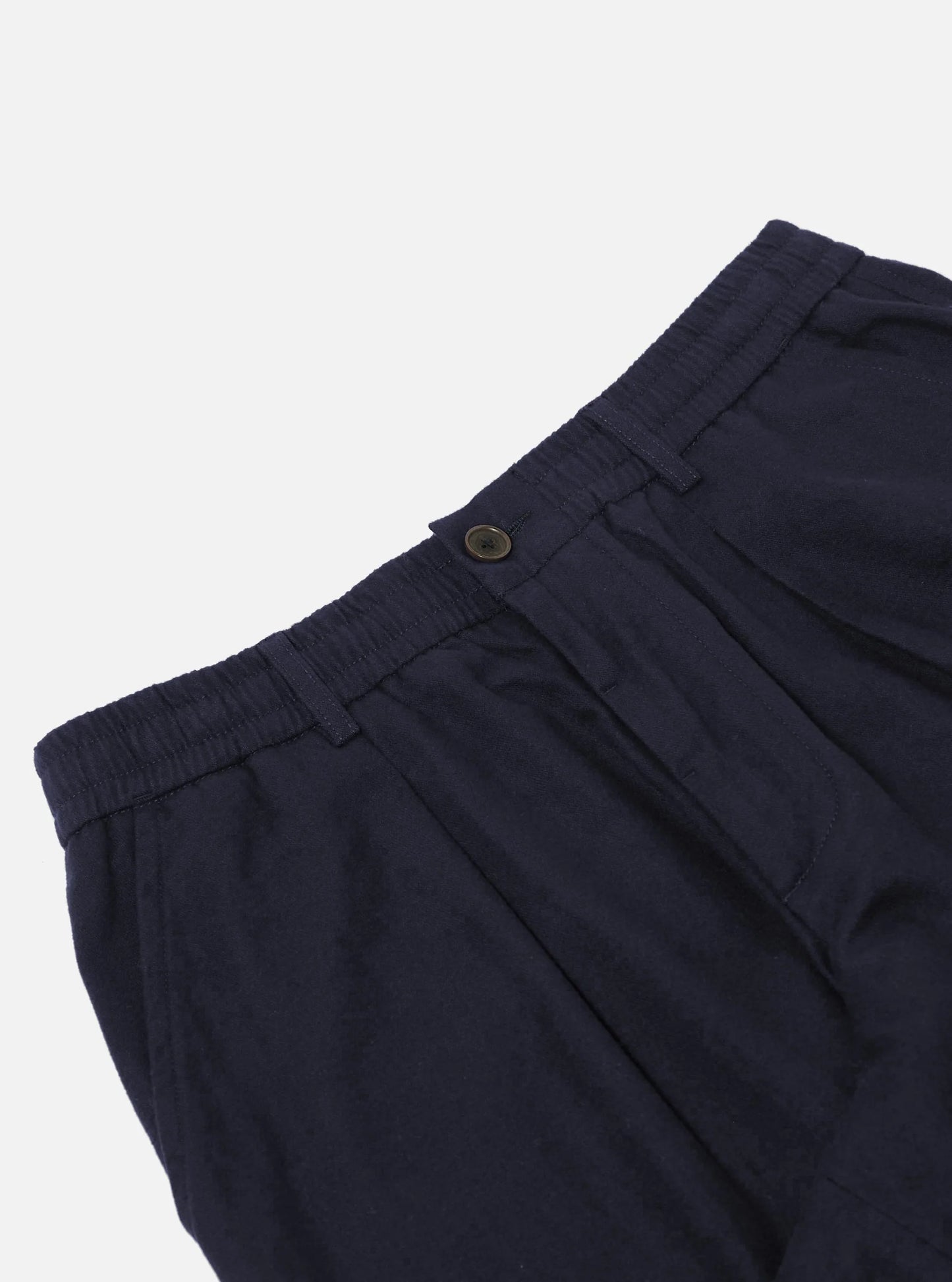 Universal Works Navy Brushed Moleskin Pleated Track Pant