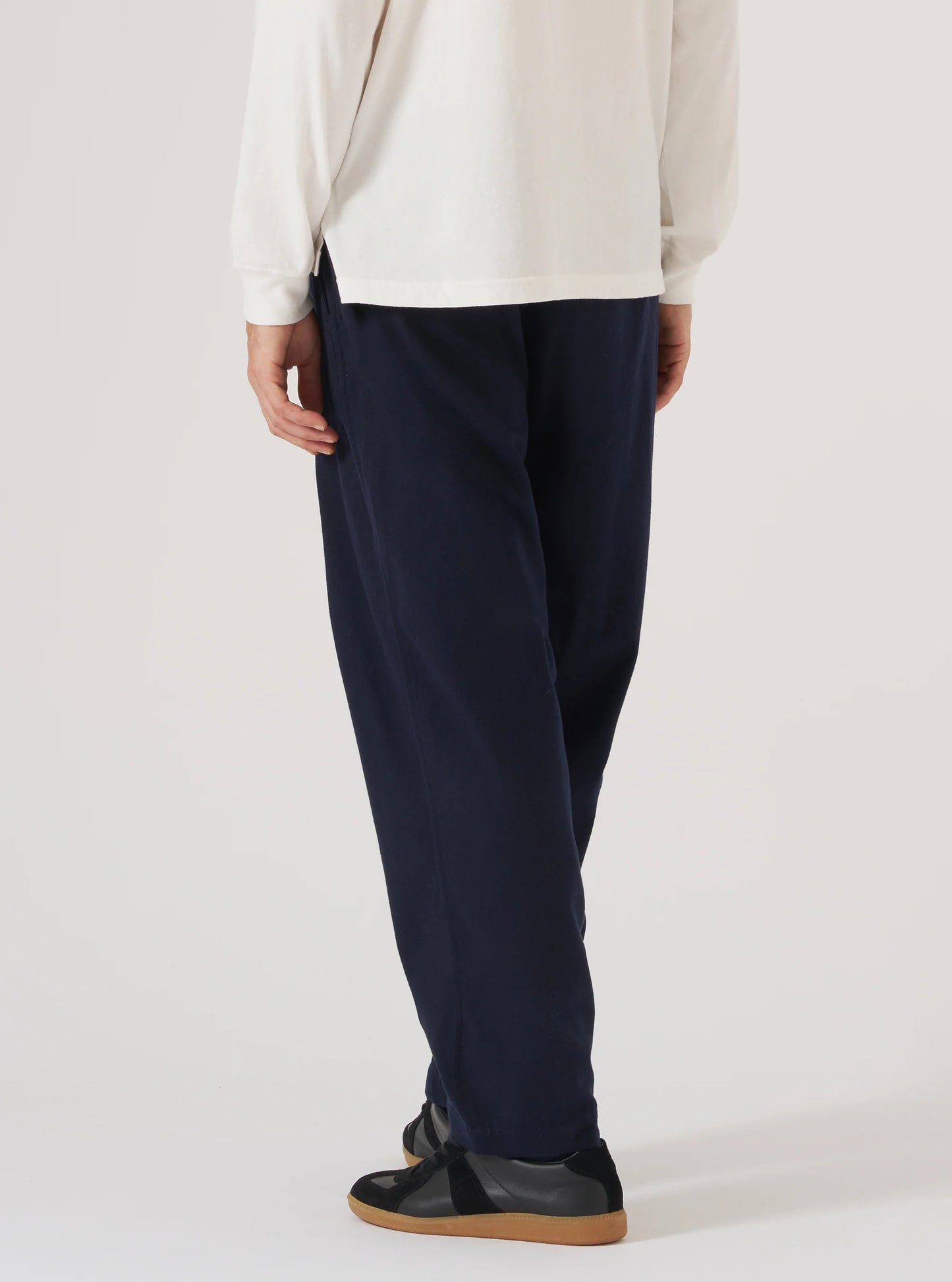 Universal Works Navy Brushed Moleskin Pleated Track Pant