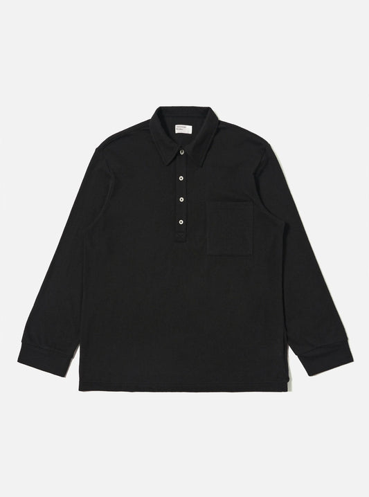 Universal Works Black Recycled Wool Mix Single Jersey Pullover L/S Shirt