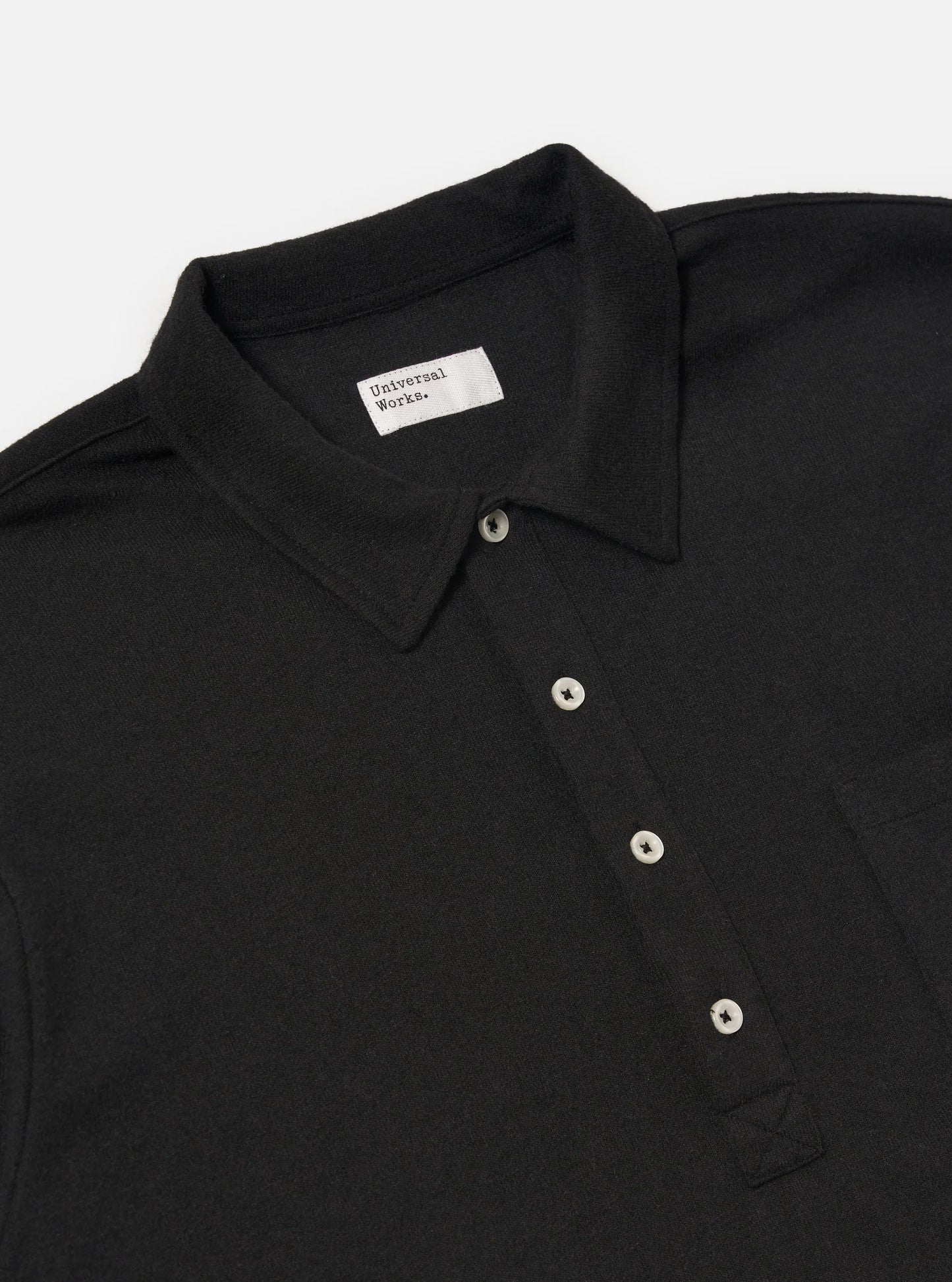 Universal Works Black Recycled Wool Mix Single Jersey Pullover L/S Shirt