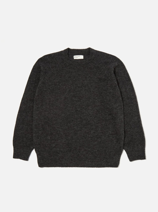 Universal Works Charcoal Alpaca Knit Lyon Crew