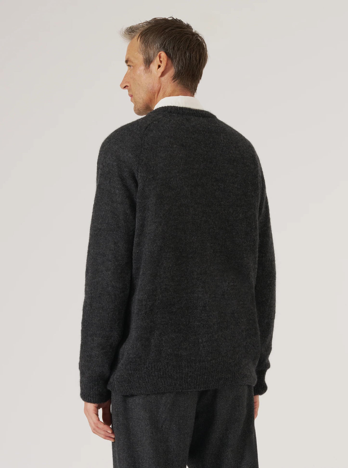 Universal Works Charcoal Alpaca Knit Lyon Crew