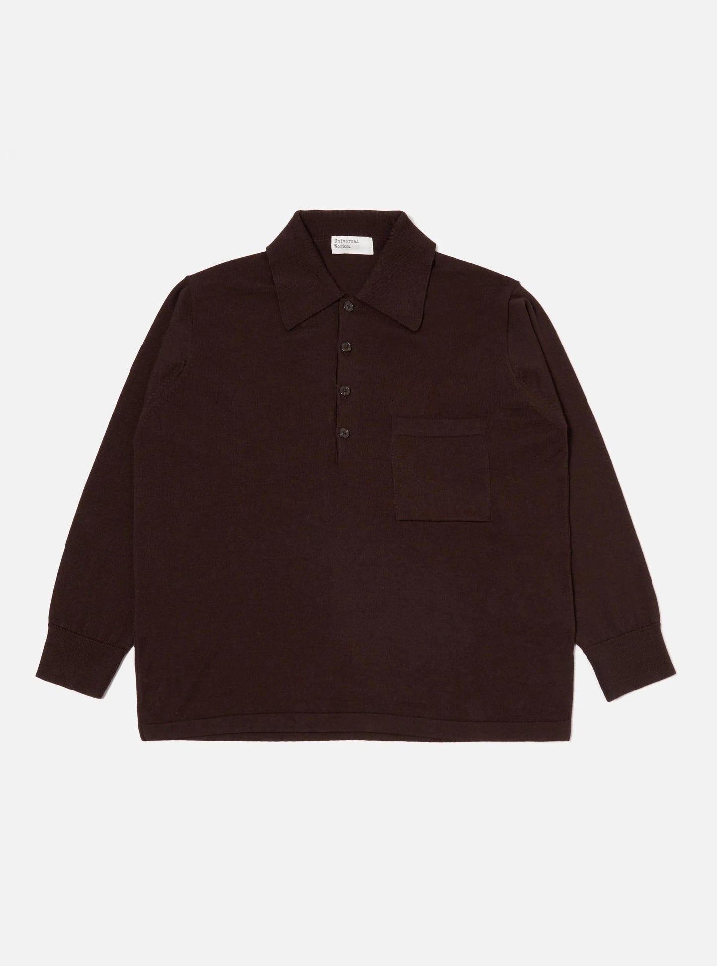 Universal Works Brown Merino L/S Pullover Knit Shirt