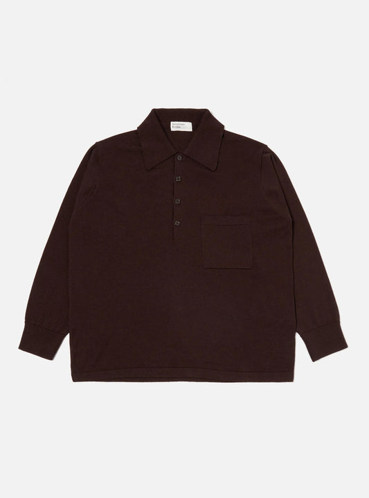 Universal Works Brown Merino L/S Pullover Knit Shirt