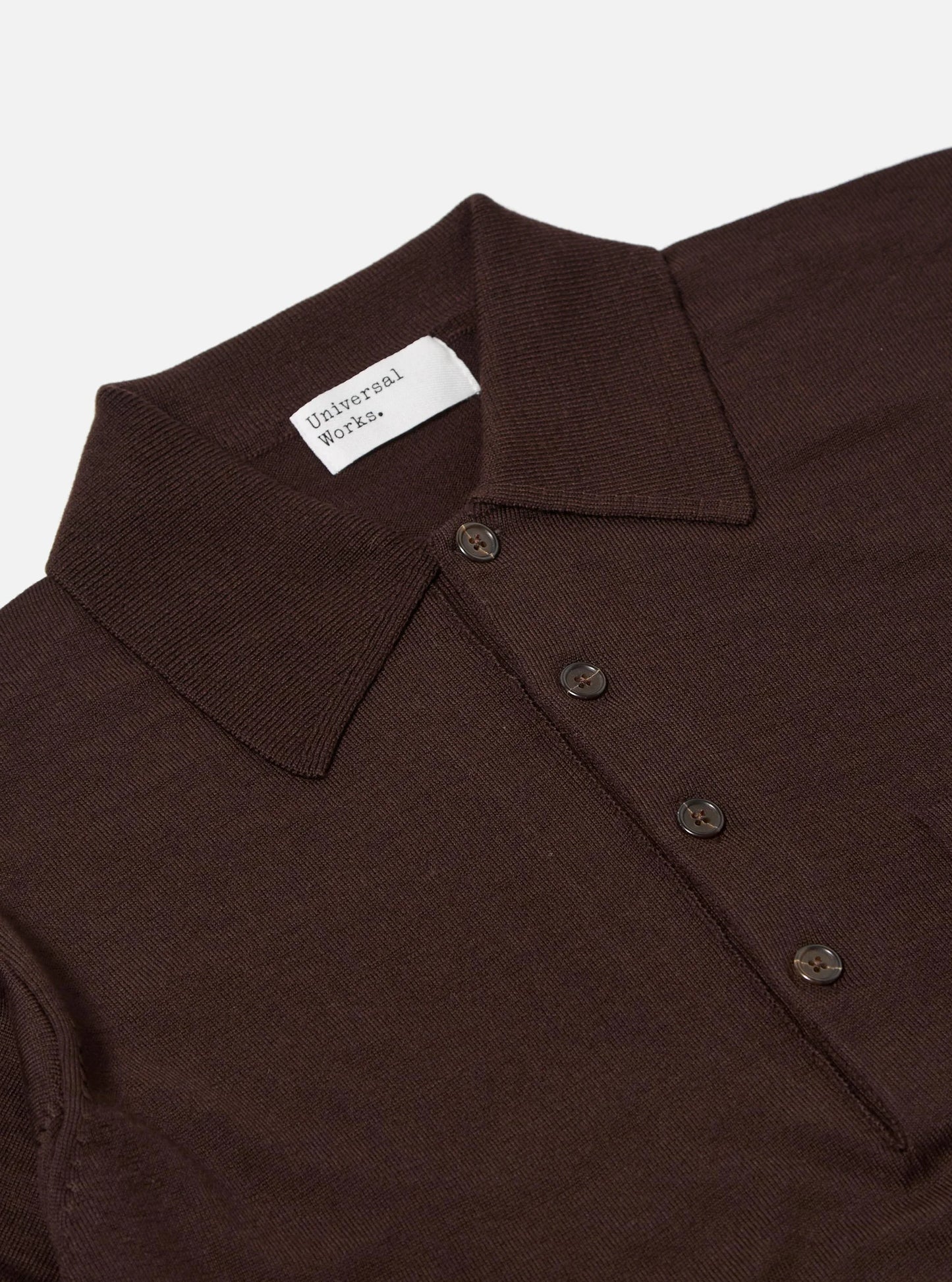 Universal Works Brown Merino L/S Pullover Knit Shirt