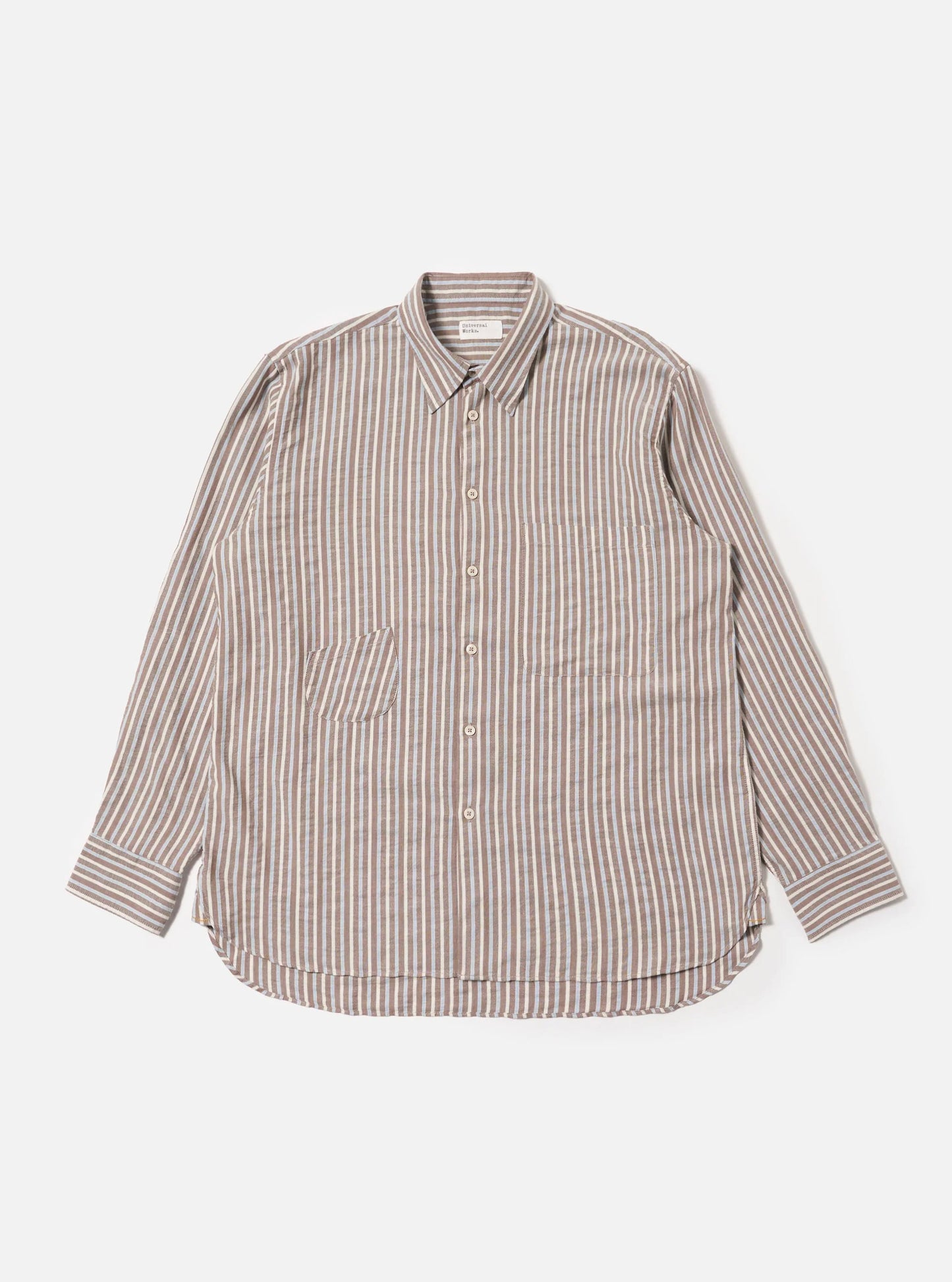 Universal Works Brown Madison Stripe Station Shirt
